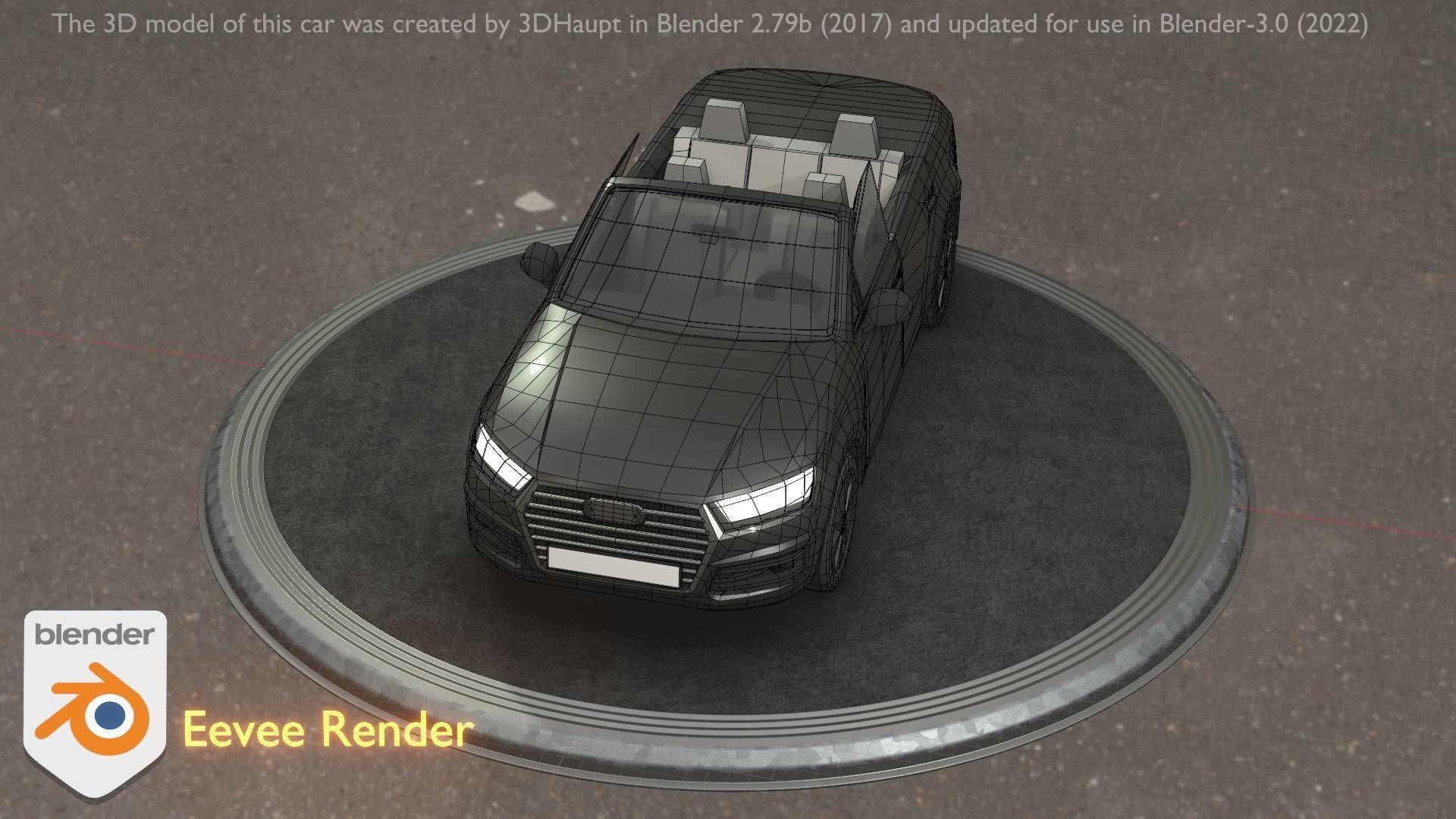 City Car 6 SUV Cabrio Open Type-B Black  Low-poly 3D model_59