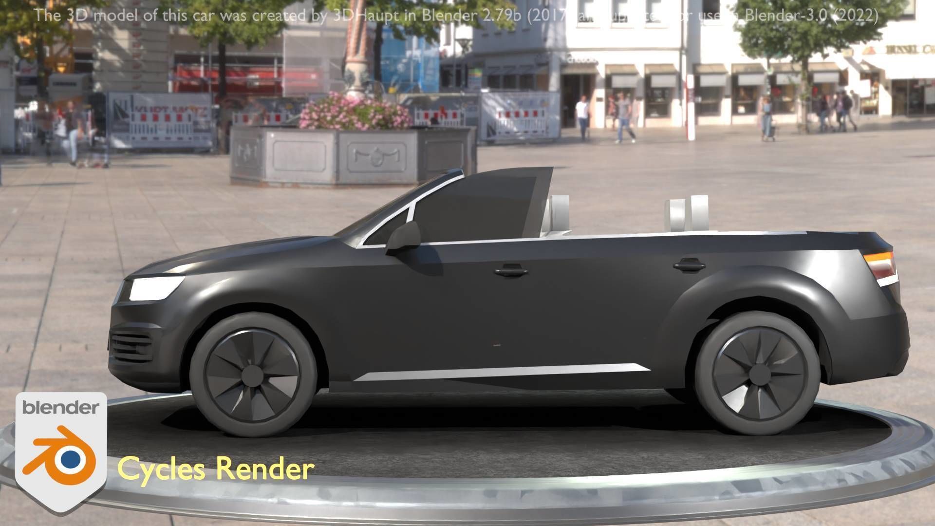 City Car 6 SUV Cabrio Open Type-B Black  Low-poly 3D model_46
