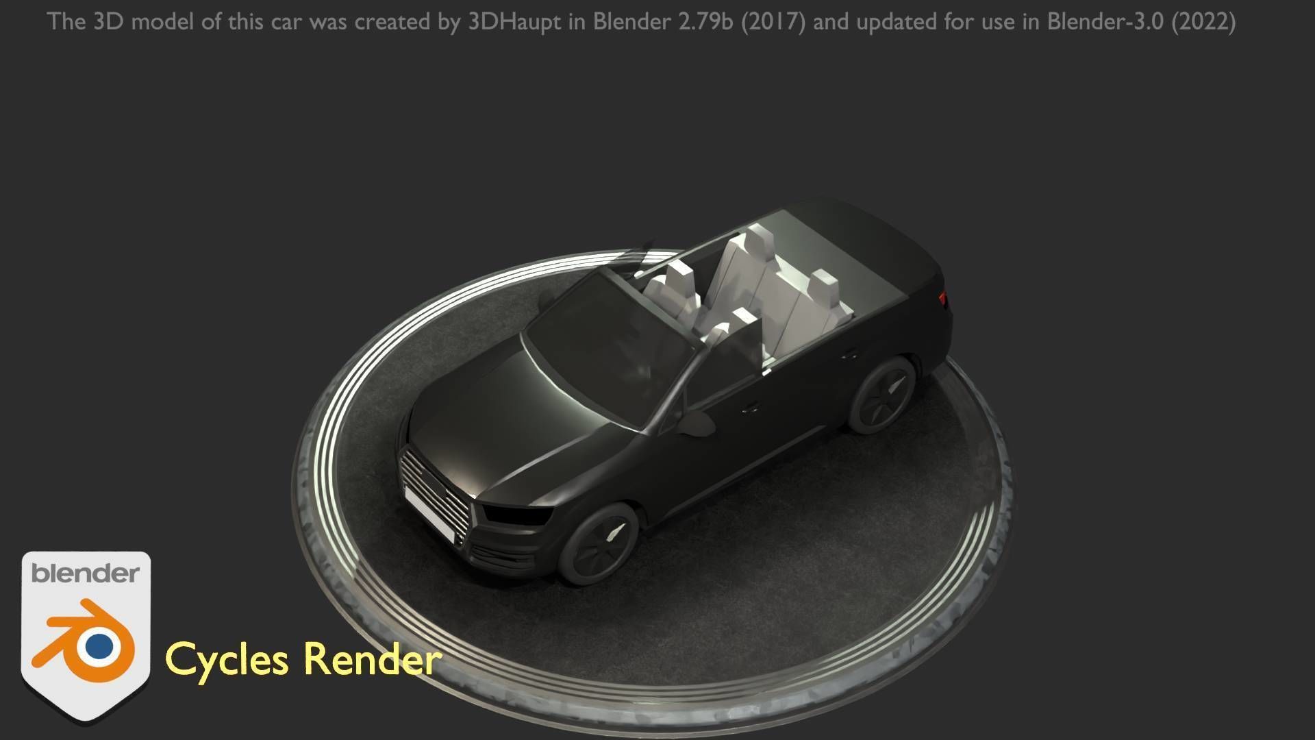 City Car 6 SUV Cabrio Open Type-B Black  Low-poly 3D model_28