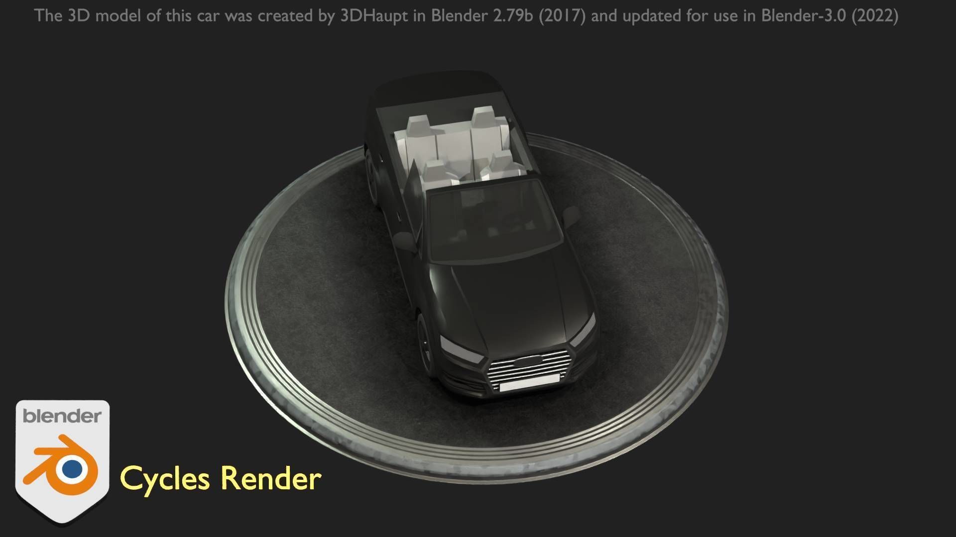 City Car 6 SUV Cabrio Open Type-B Black  Low-poly 3D model_74