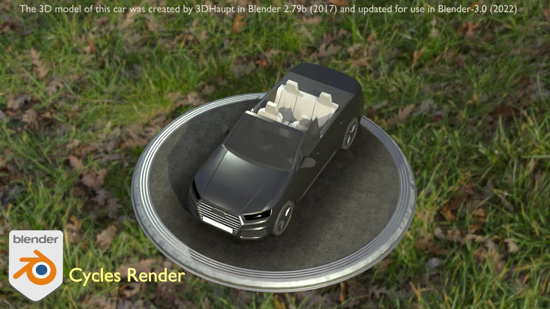 City Car 6 SUV Cabrio Open Type-B Black  Low-poly 3D model_76