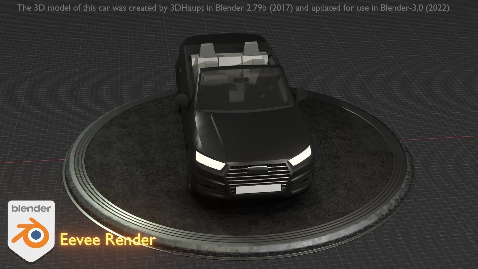 City Car 6 SUV Cabrio Open Type-B Black  Low-poly 3D model_9