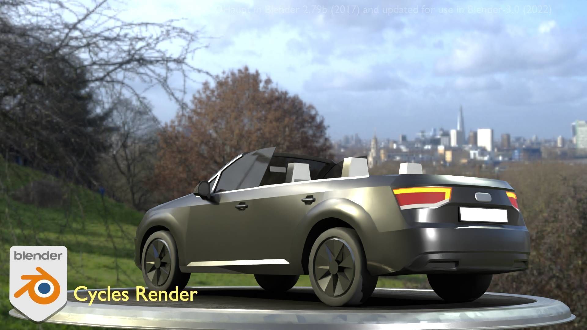 City Car 6 SUV Cabrio Open Type-B Black  Low-poly 3D model_32