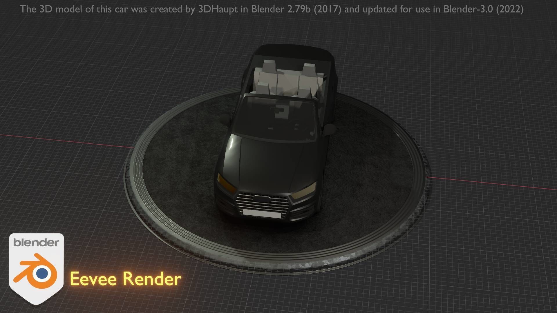 City Car 6 SUV Cabrio Open Type-B Black  Low-poly 3D model_75