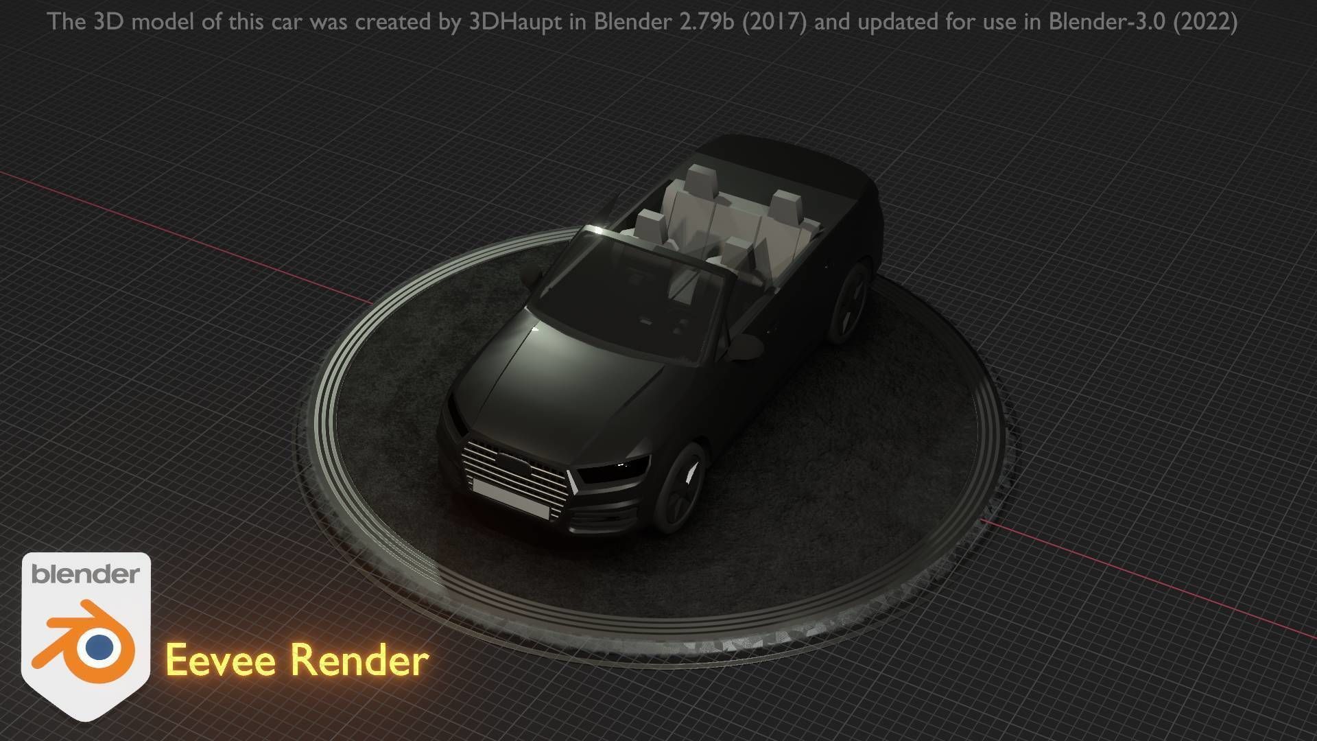 City Car 6 SUV Cabrio Open Type-B Black  Low-poly 3D model_27