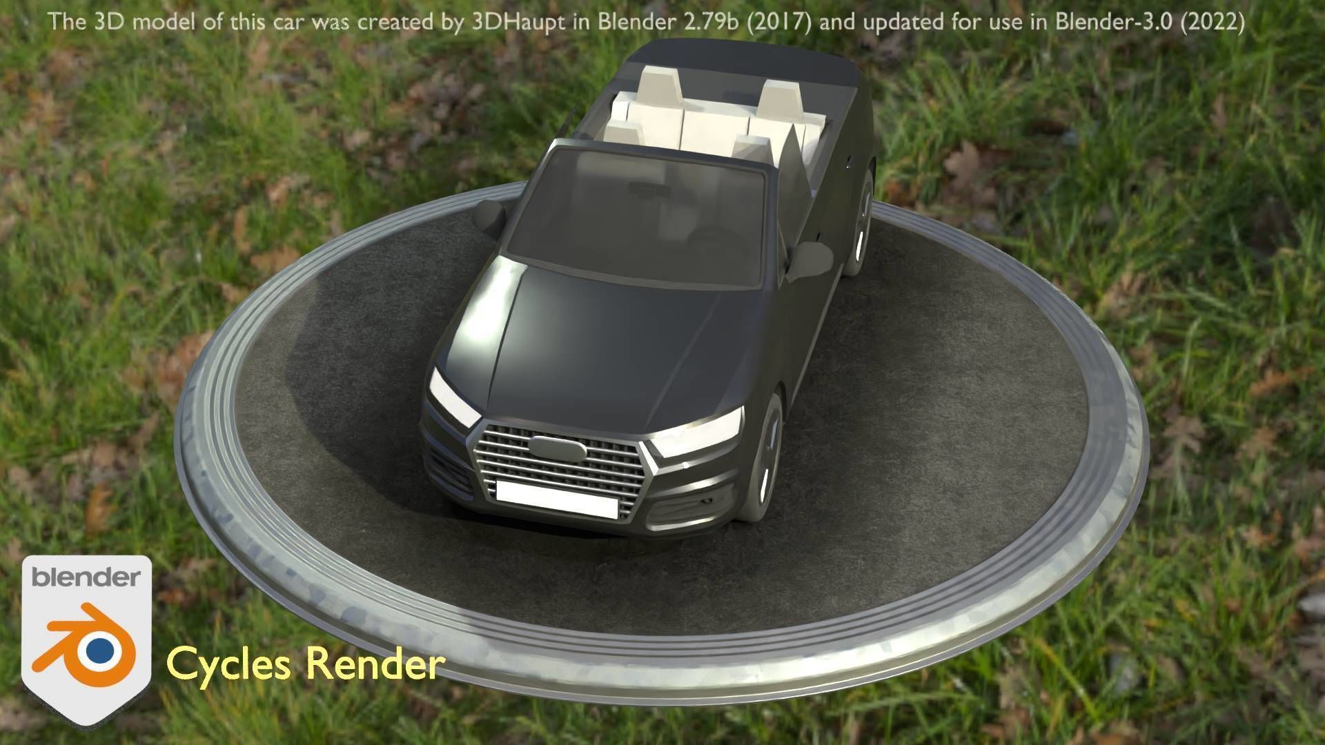 City Car 6 SUV Cabrio Open Type-B Black  Low-poly 3D model_10