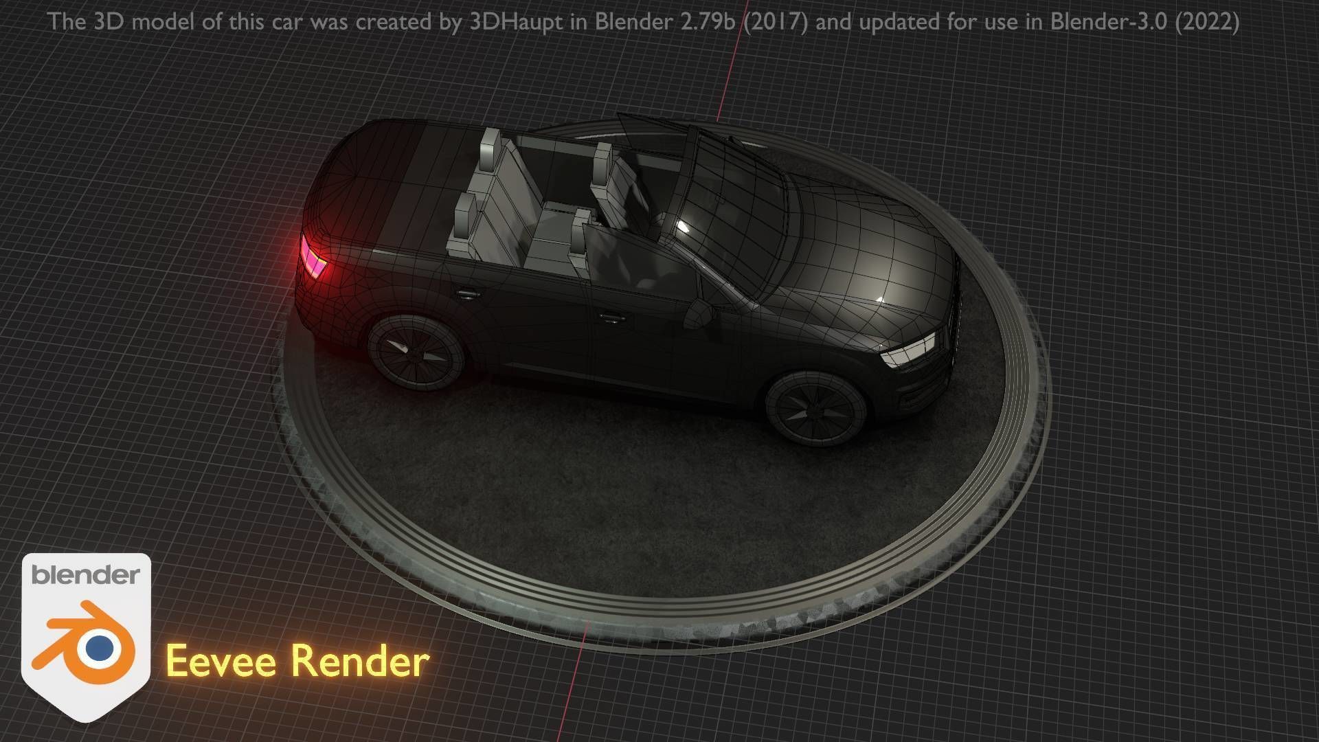 City Car 6 SUV Cabrio Open Type-B Black  Low-poly 3D model_71