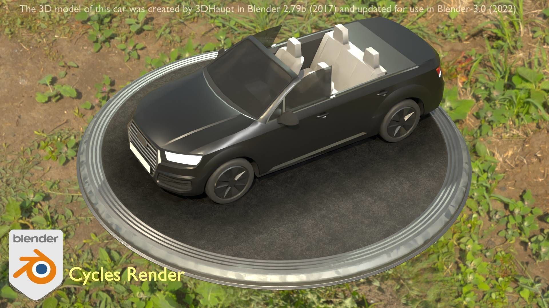 City Car 6 SUV Cabrio Open Type-B Black  Low-poly 3D model_12