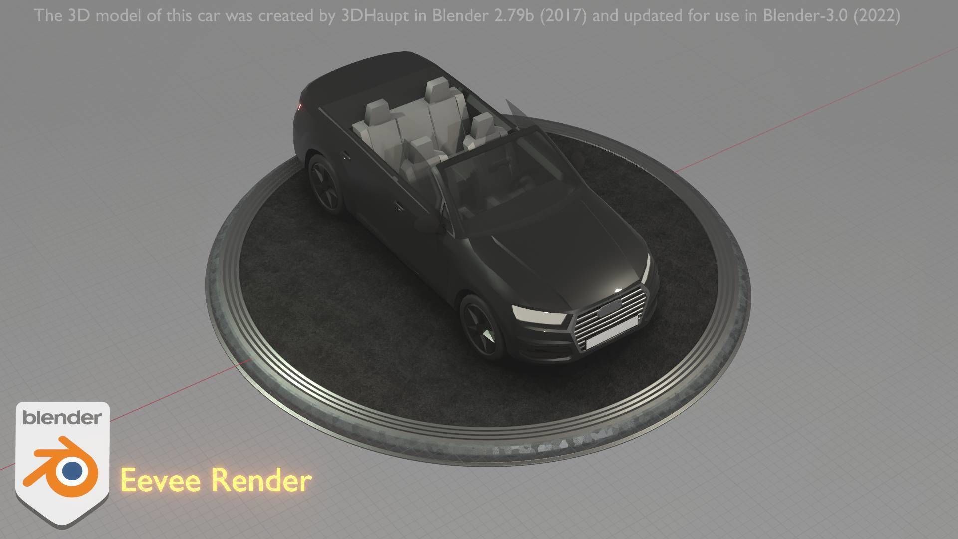 City Car 6 SUV Cabrio Open Type-B Black  Low-poly 3D model_73