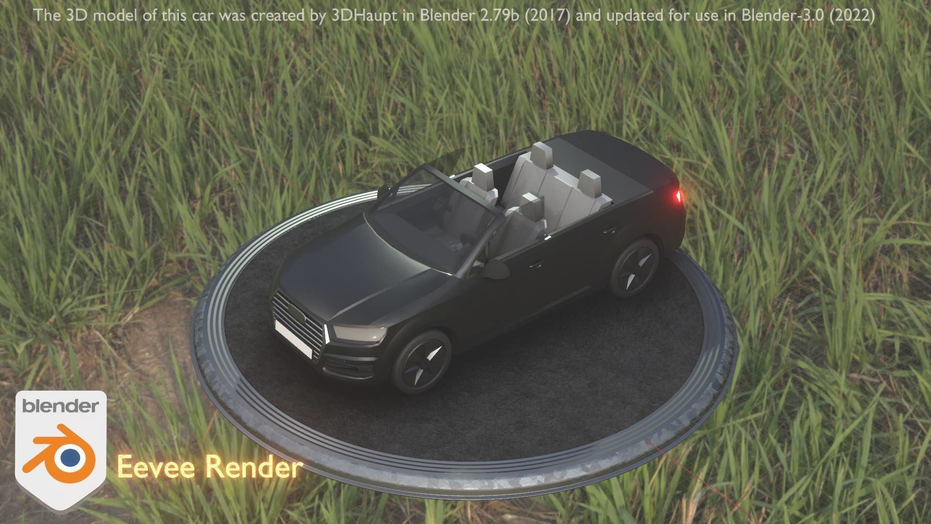 City Car 6 SUV Cabrio Open Type-B Black  Low-poly 3D model_77