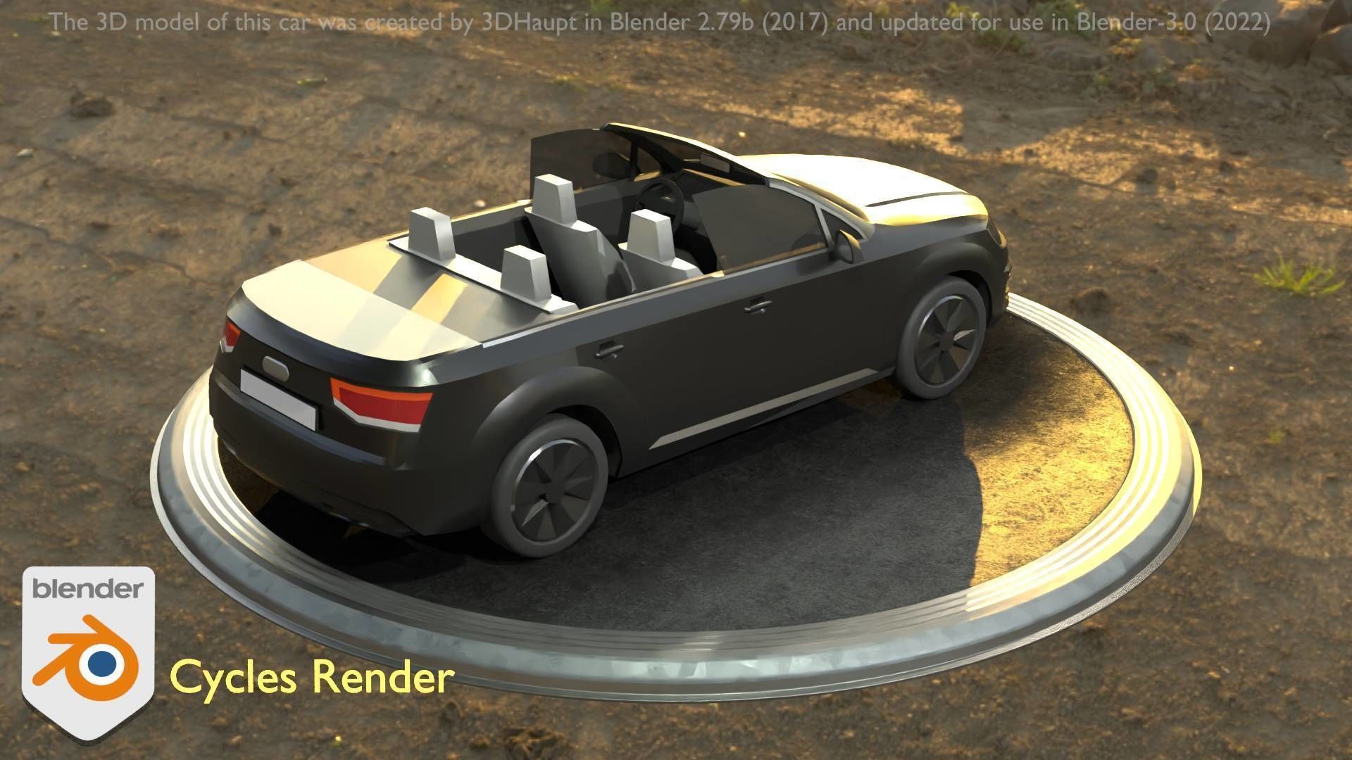 City Car 6 SUV Cabrio Open Type-B Black  Low-poly 3D model_37