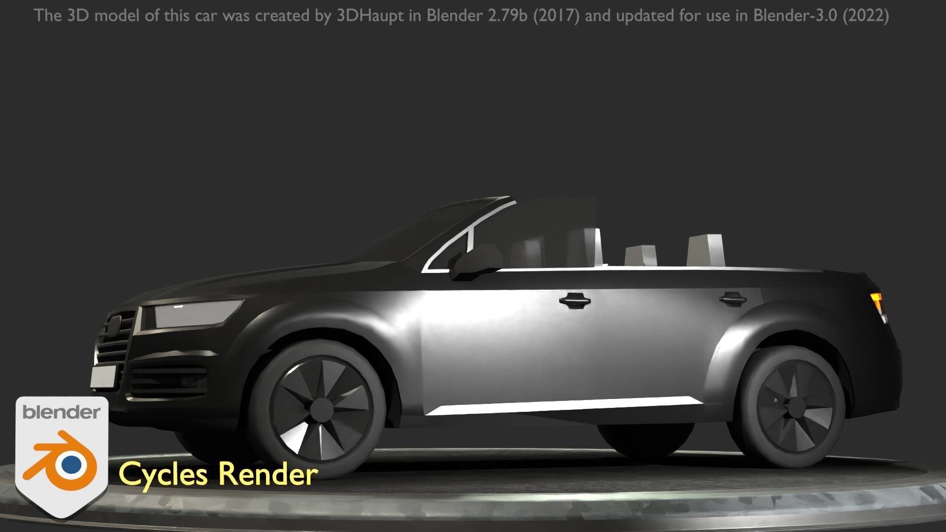 City Car 6 SUV Cabrio Open Type-B Black  Low-poly 3D model_92