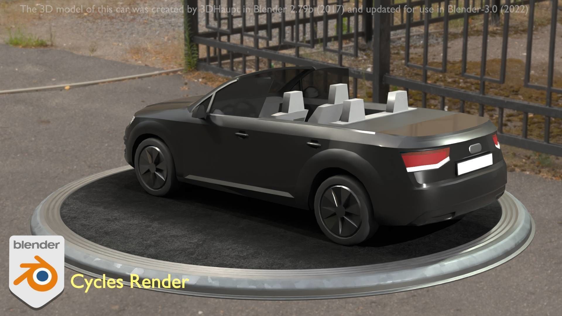 City Car 6 SUV Cabrio Open Type-B Black  Low-poly 3D model_48