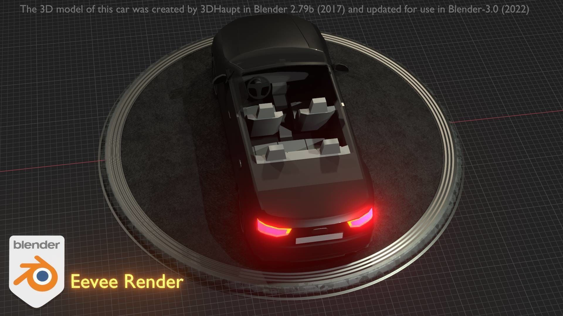 City Car 6 SUV Cabrio Open Type-B Black  Low-poly 3D model_17