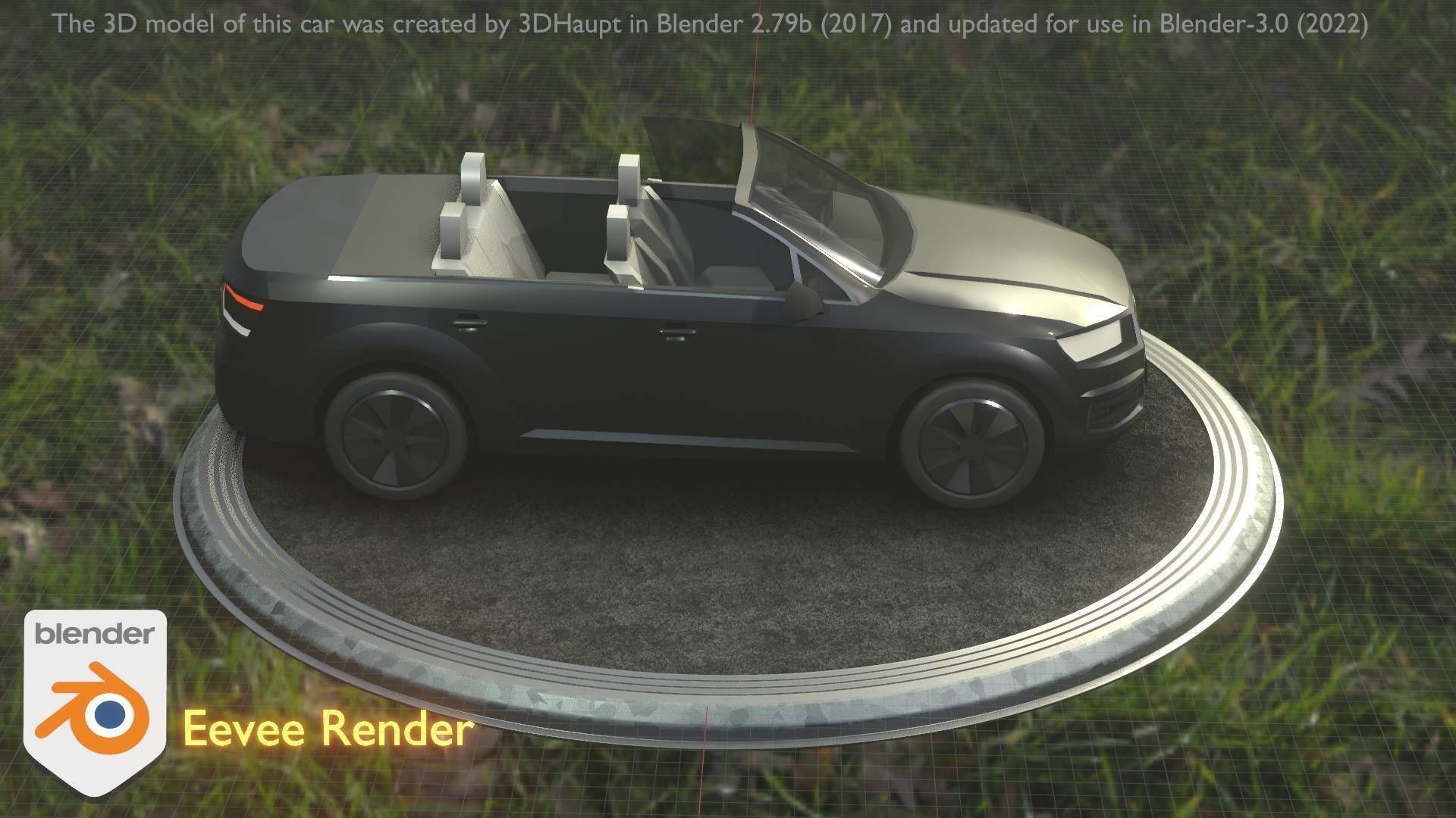 City Car 6 SUV Cabrio Open Type-B Black  Low-poly 3D model_86