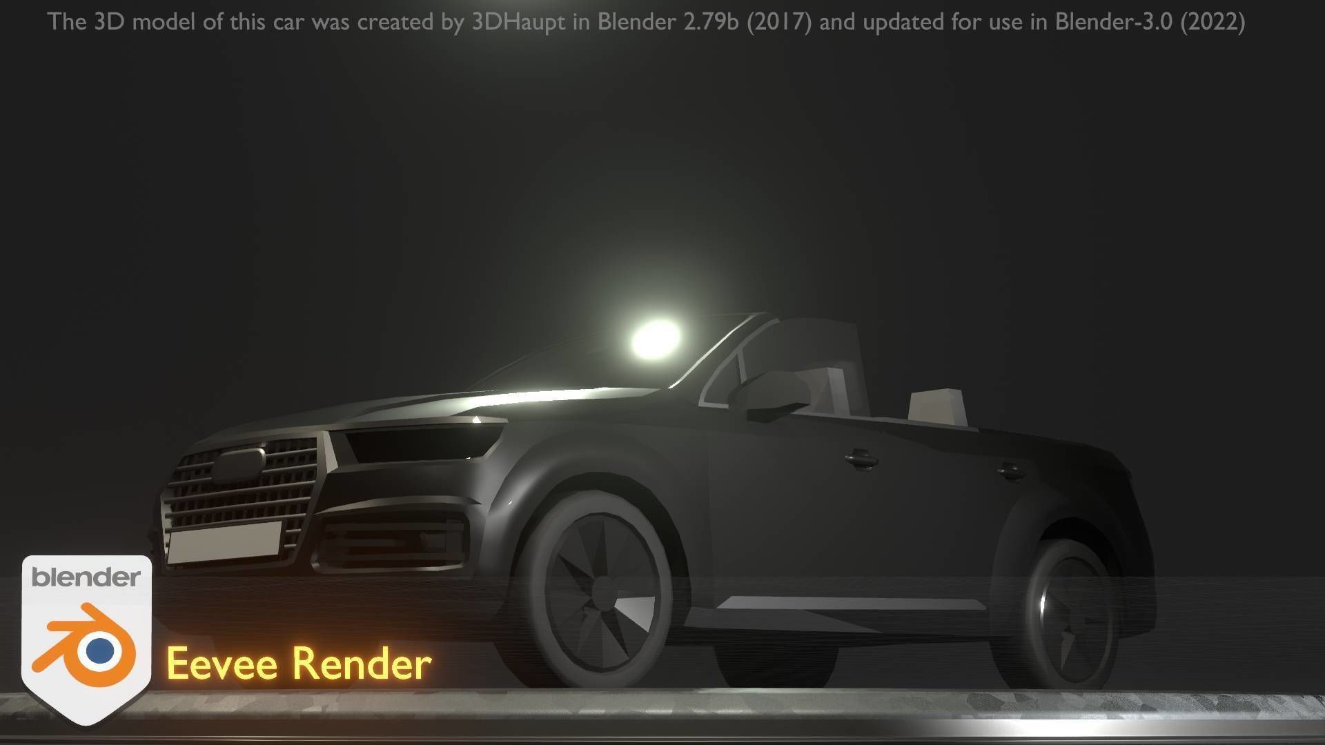 City Car 6 SUV Cabrio Open Type-B Black  Low-poly 3D model_91