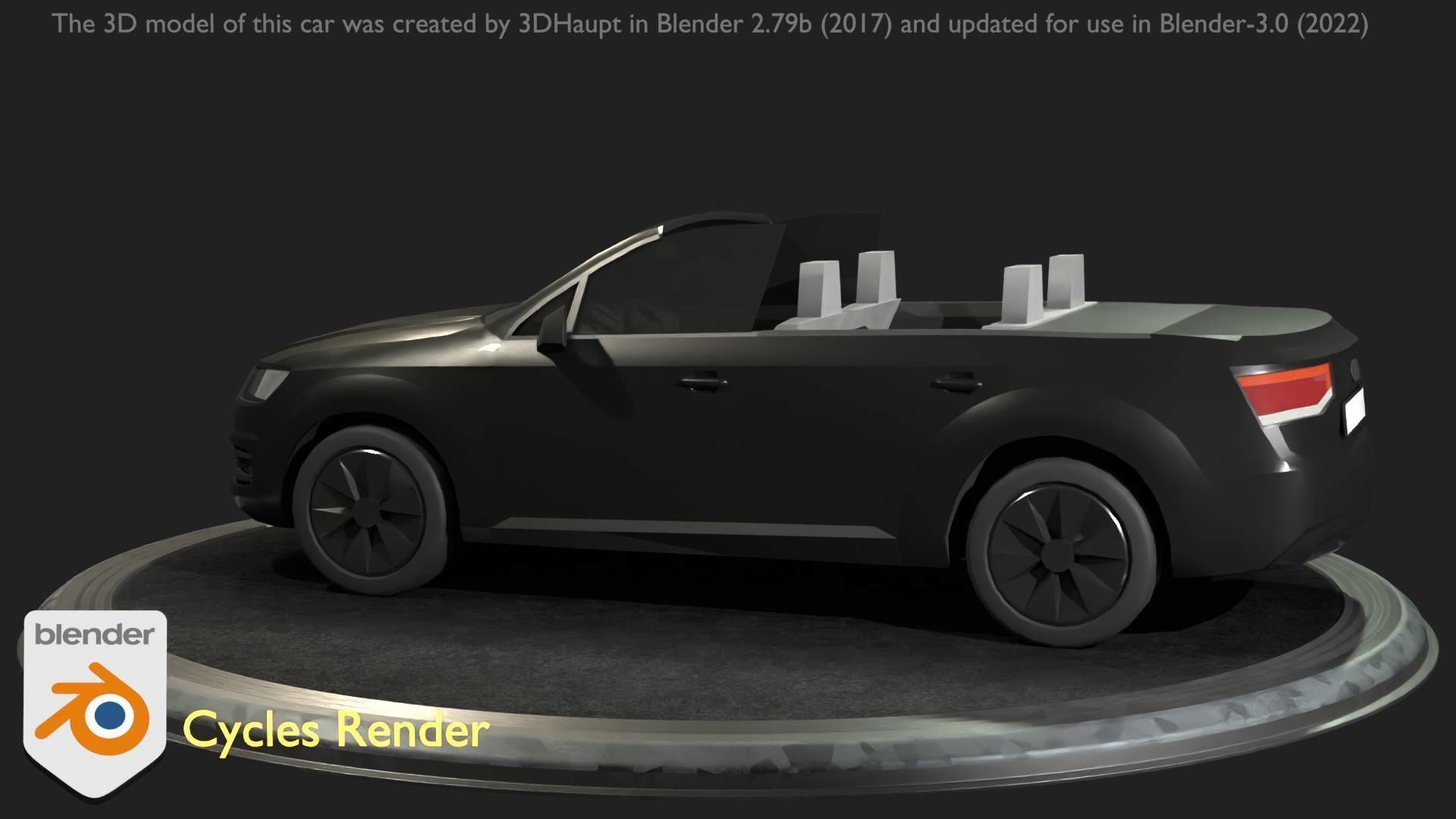 City Car 6 SUV Cabrio Open Type-B Black  Low-poly 3D model_94