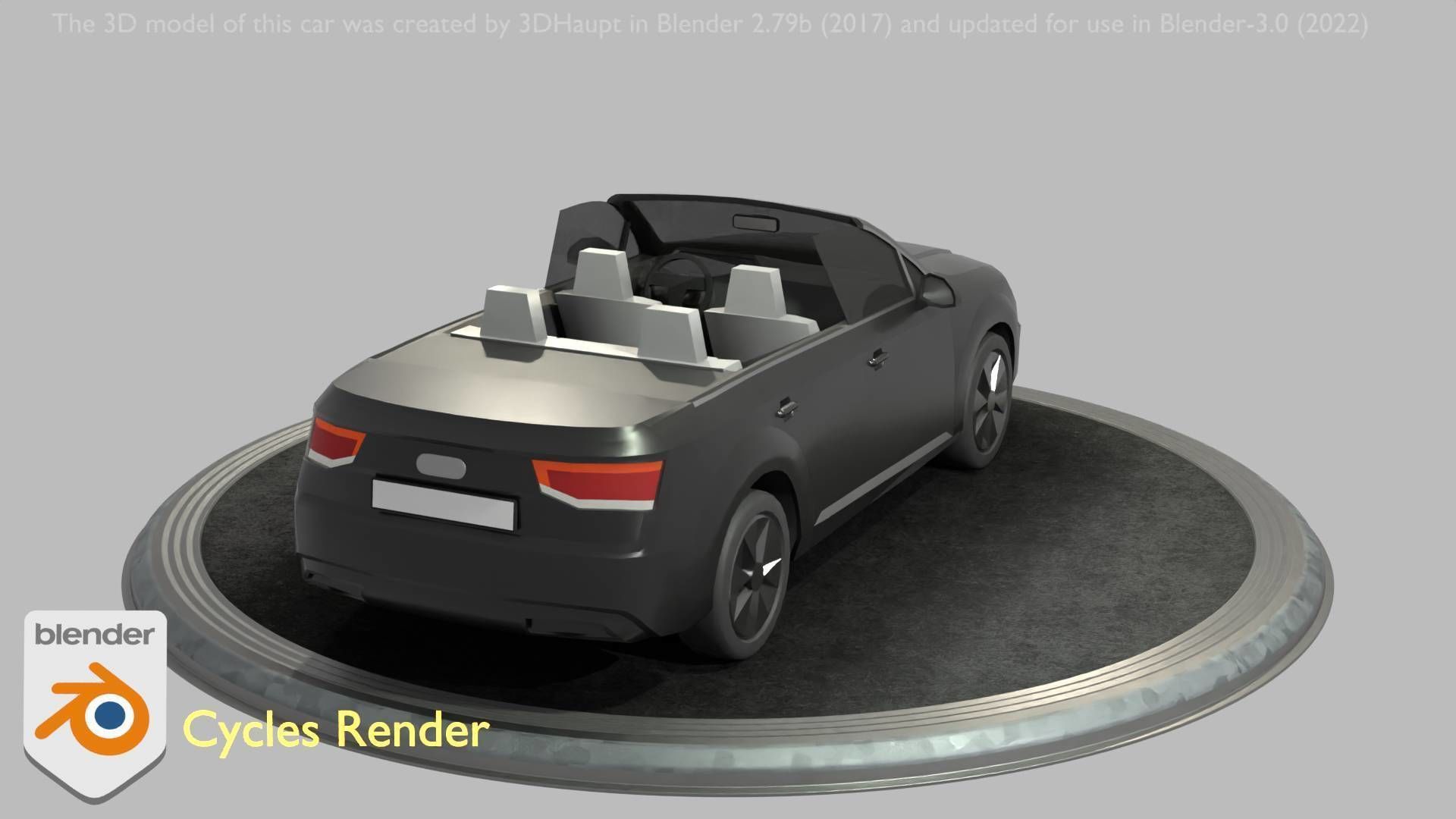 City Car 6 SUV Cabrio Open Type-B Black  Low-poly 3D model_83