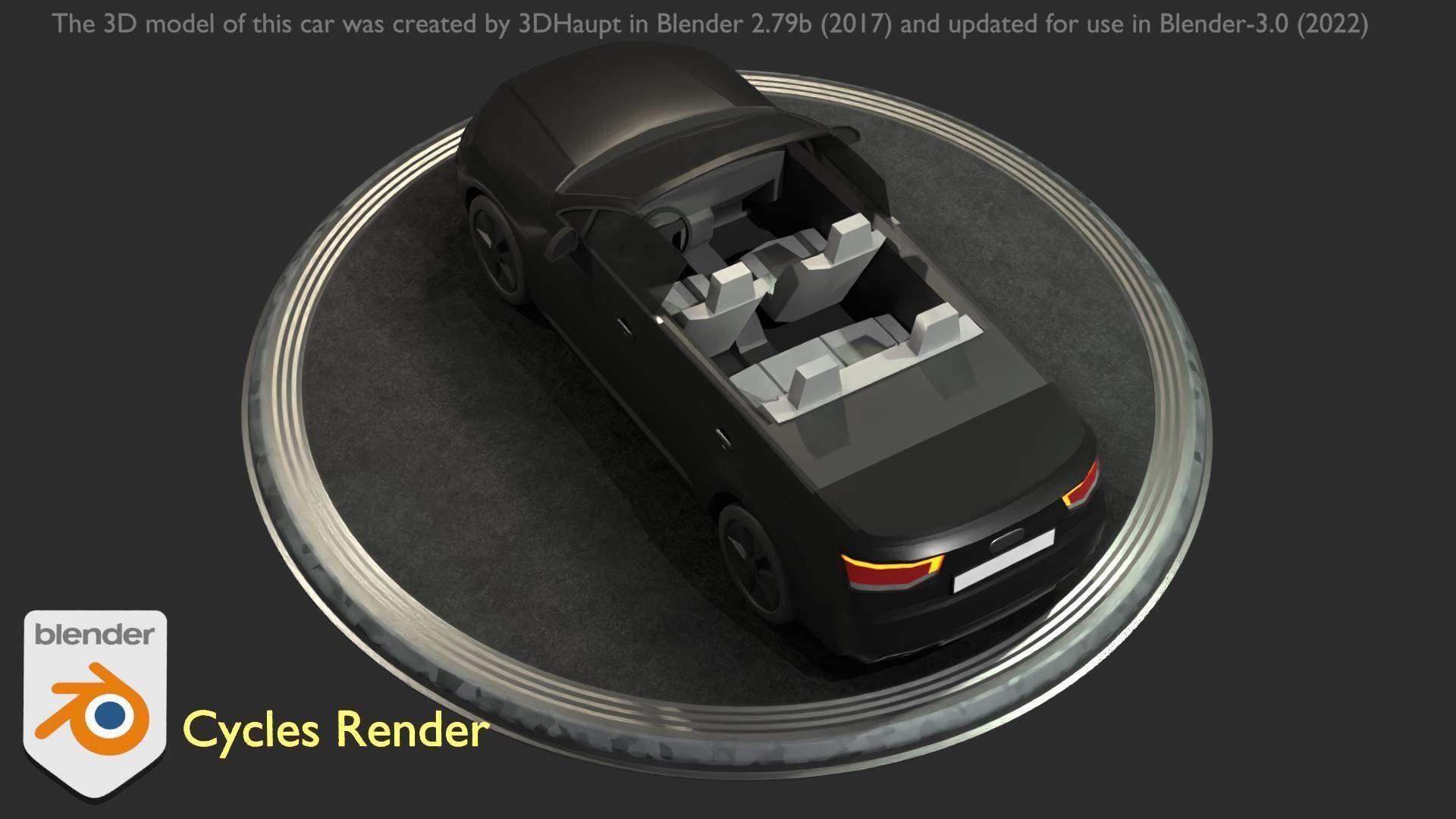 City Car 6 SUV Cabrio Open Type-B Black  Low-poly 3D model_16
