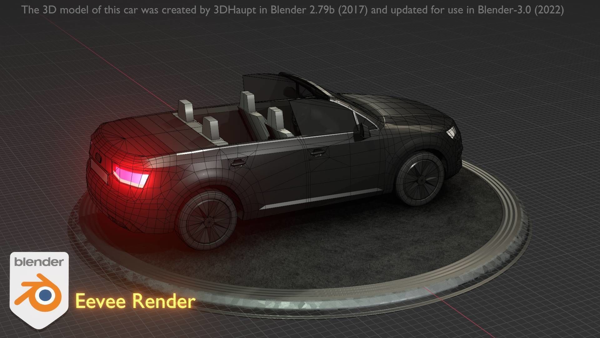 City Car 6 SUV Cabrio Open Type-B Black  Low-poly 3D model_53