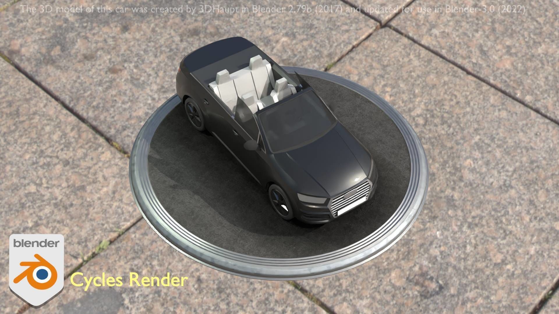 City Car 6 SUV Cabrio Open Type-B Black  Low-poly 3D model_24