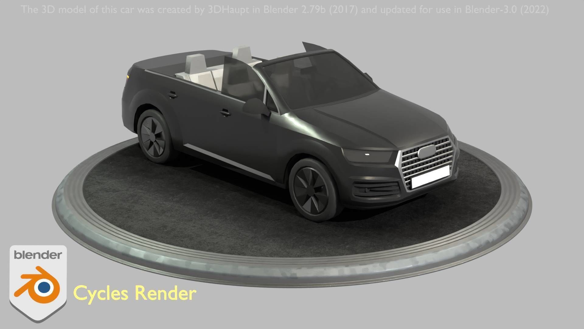 City Car 6 SUV Cabrio Open Type-B Black  Low-poly 3D model_41