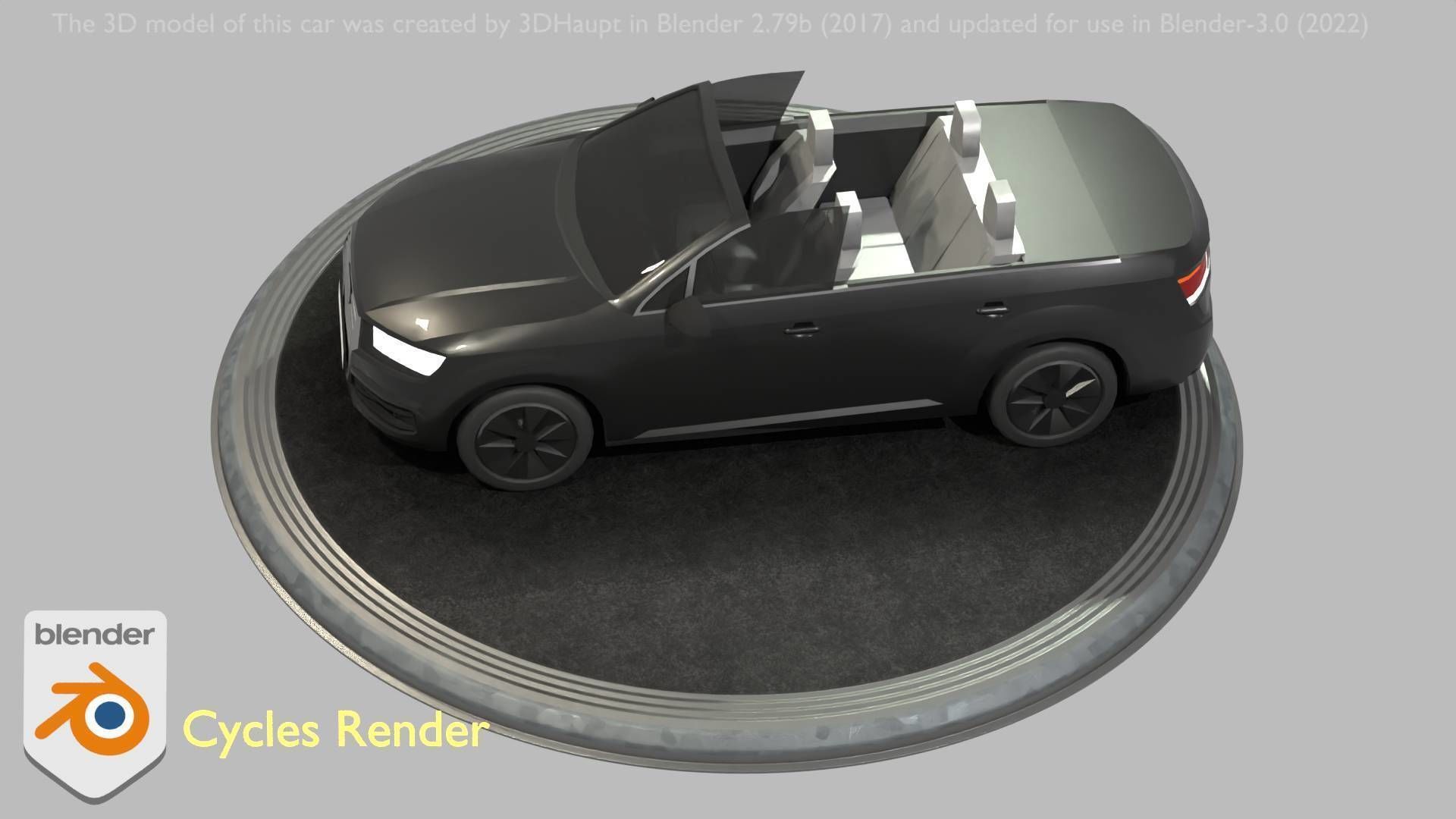 City Car 6 SUV Cabrio Open Type-B Black  Low-poly 3D model_62