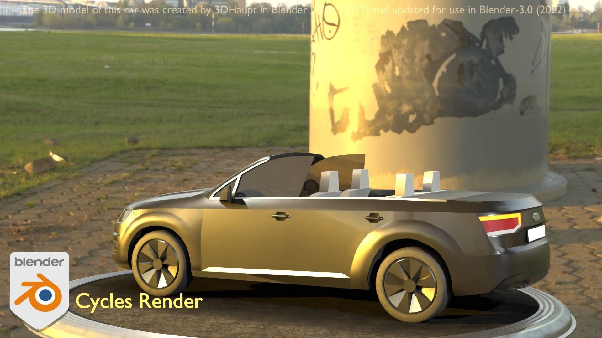 City Car 6 SUV Cabrio Open Type-B Black  Low-poly 3D model_80