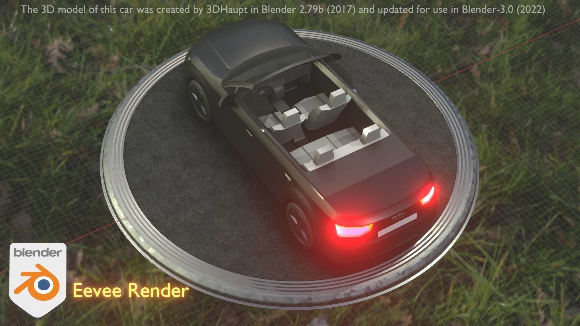 City Car 6 SUV Cabrio Open Type-B Black  Low-poly 3D model_65