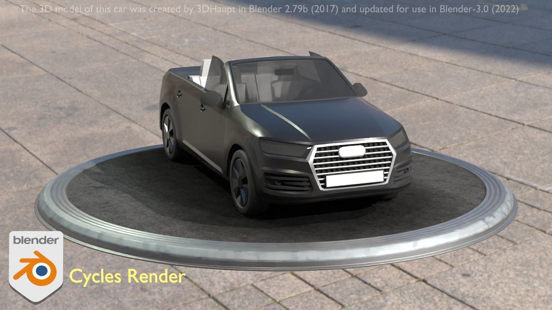 City Car 6 SUV Cabrio Open Type-B Black  Low-poly 3D model_89