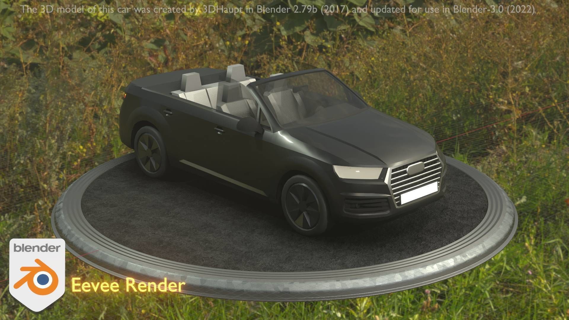 City Car 6 SUV Cabrio Open Type-B Black  Low-poly 3D model_88