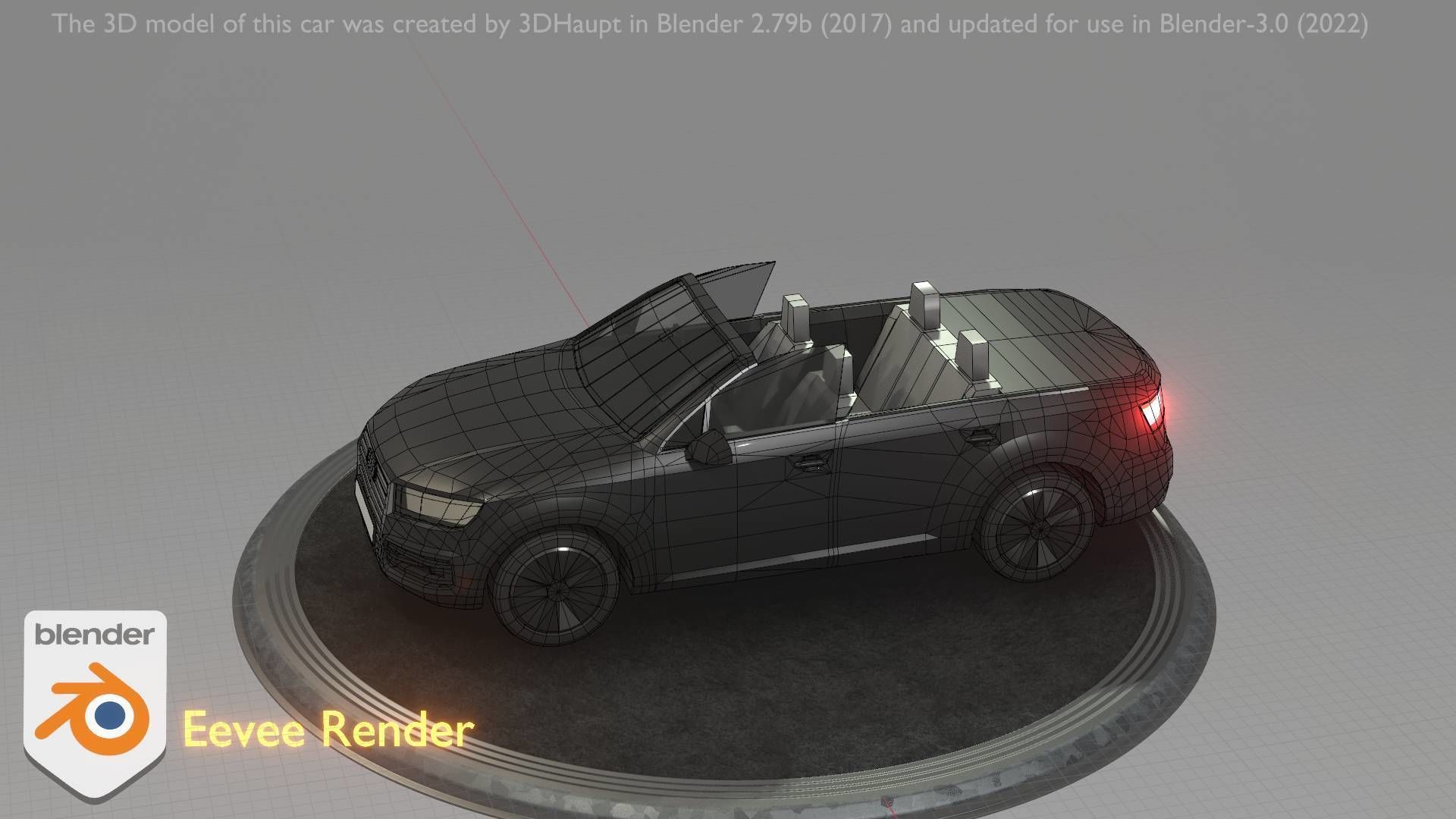 City Car 6 SUV Cabrio Open Type-B Black  Low-poly 3D model_29