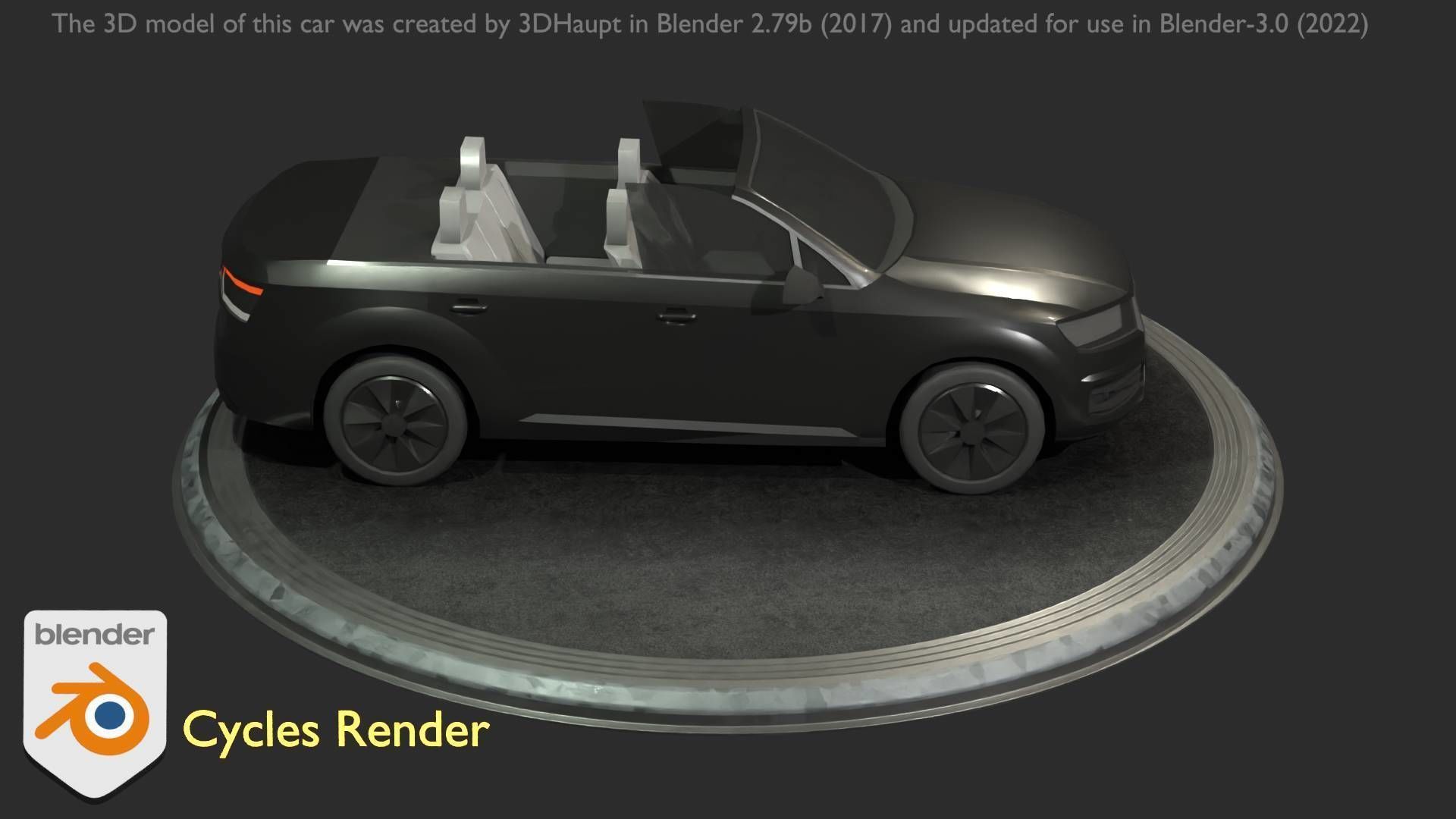 City Car 6 SUV Cabrio Open Type-B Black  Low-poly 3D model_39