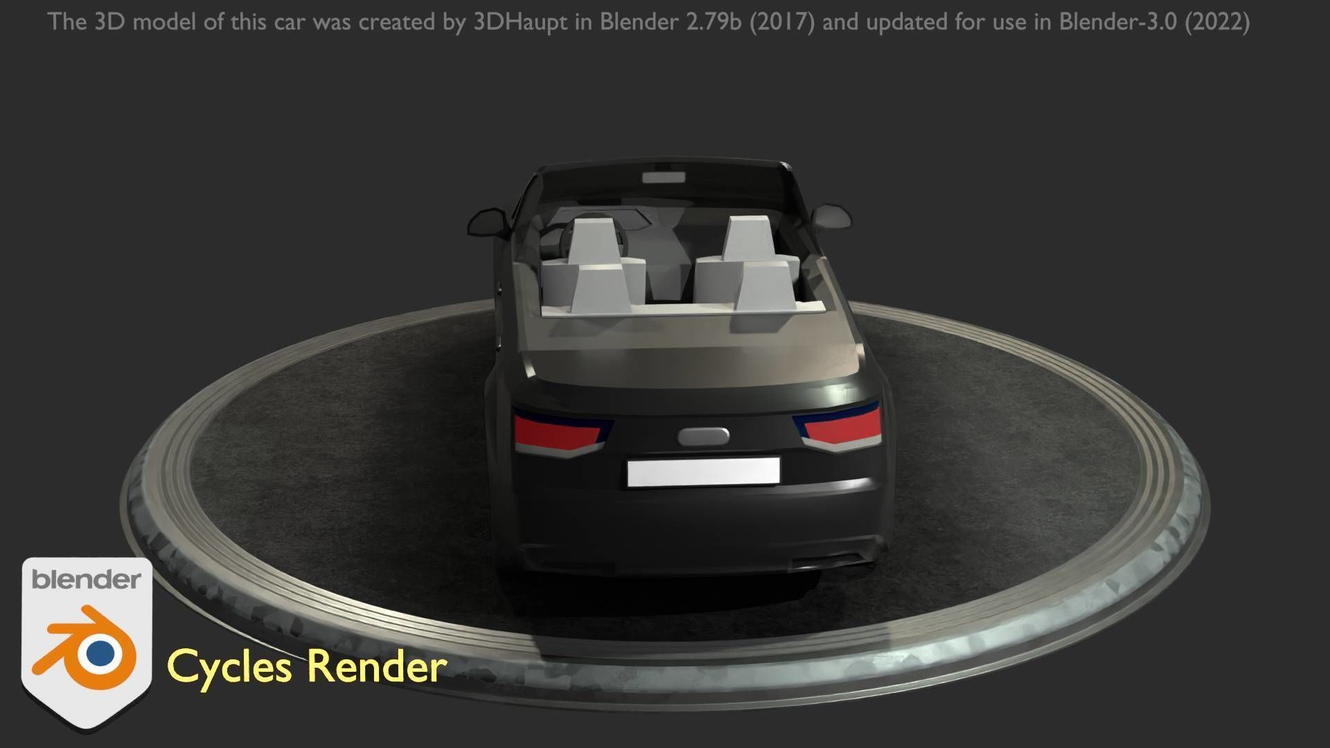 City Car 6 SUV Cabrio Open Type-B Black  Low-poly 3D model_50