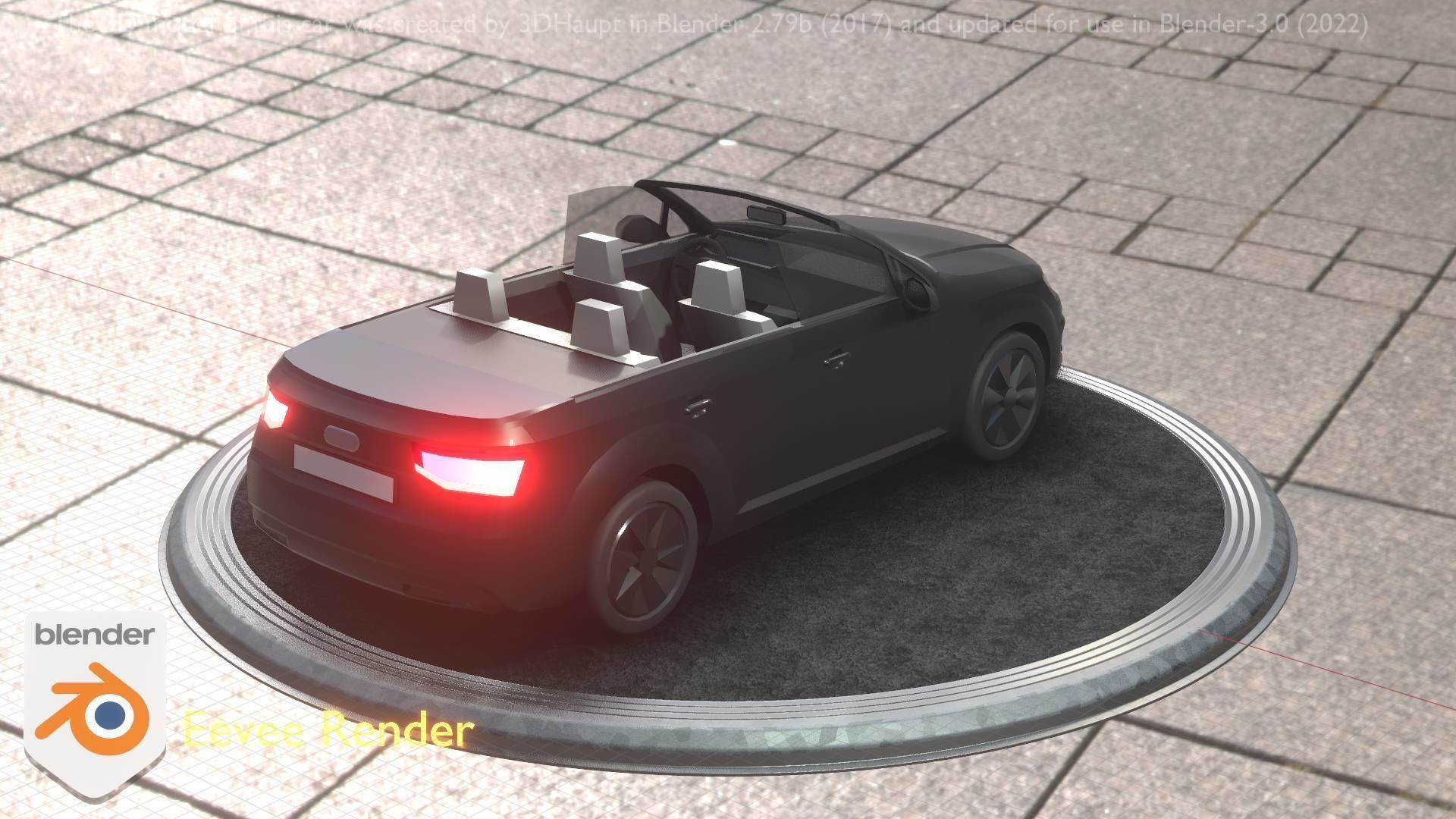 City Car 6 SUV Cabrio Open Type-B Black  Low-poly 3D model_99