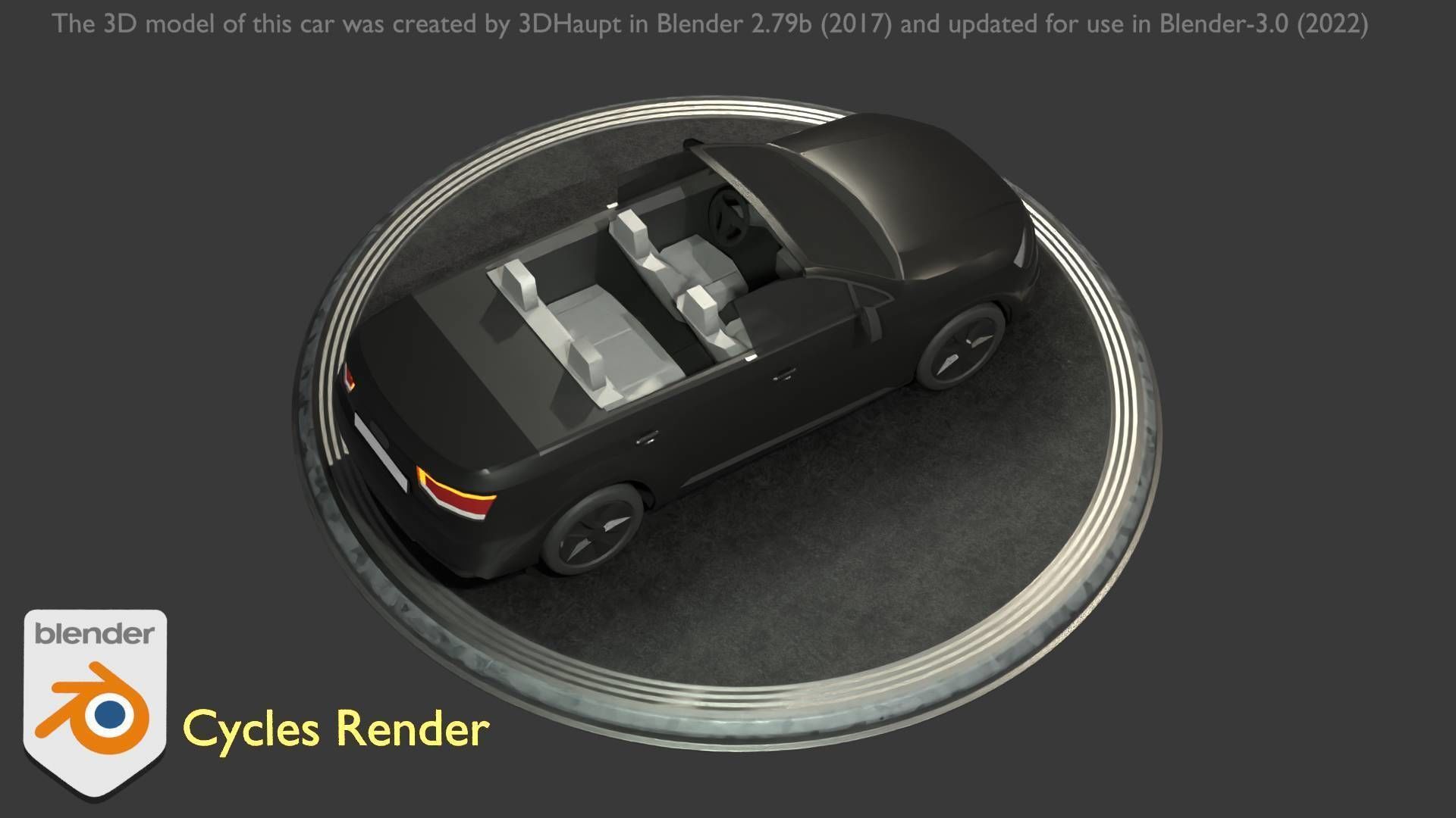 City Car 6 SUV Cabrio Open Type-B Black  Low-poly 3D model_20