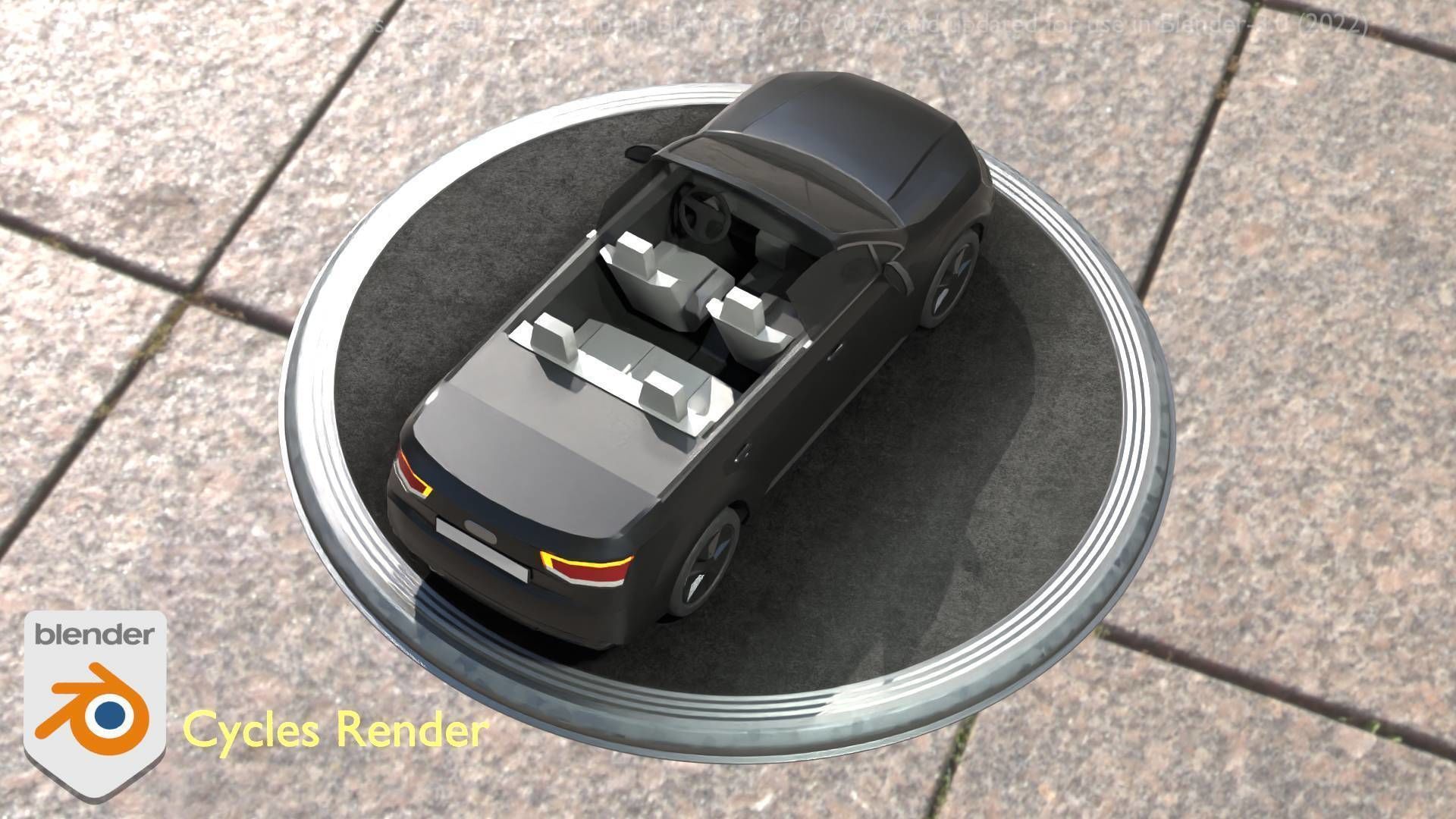 City Car 6 SUV Cabrio Open Type-B Black  Low-poly 3D model_68