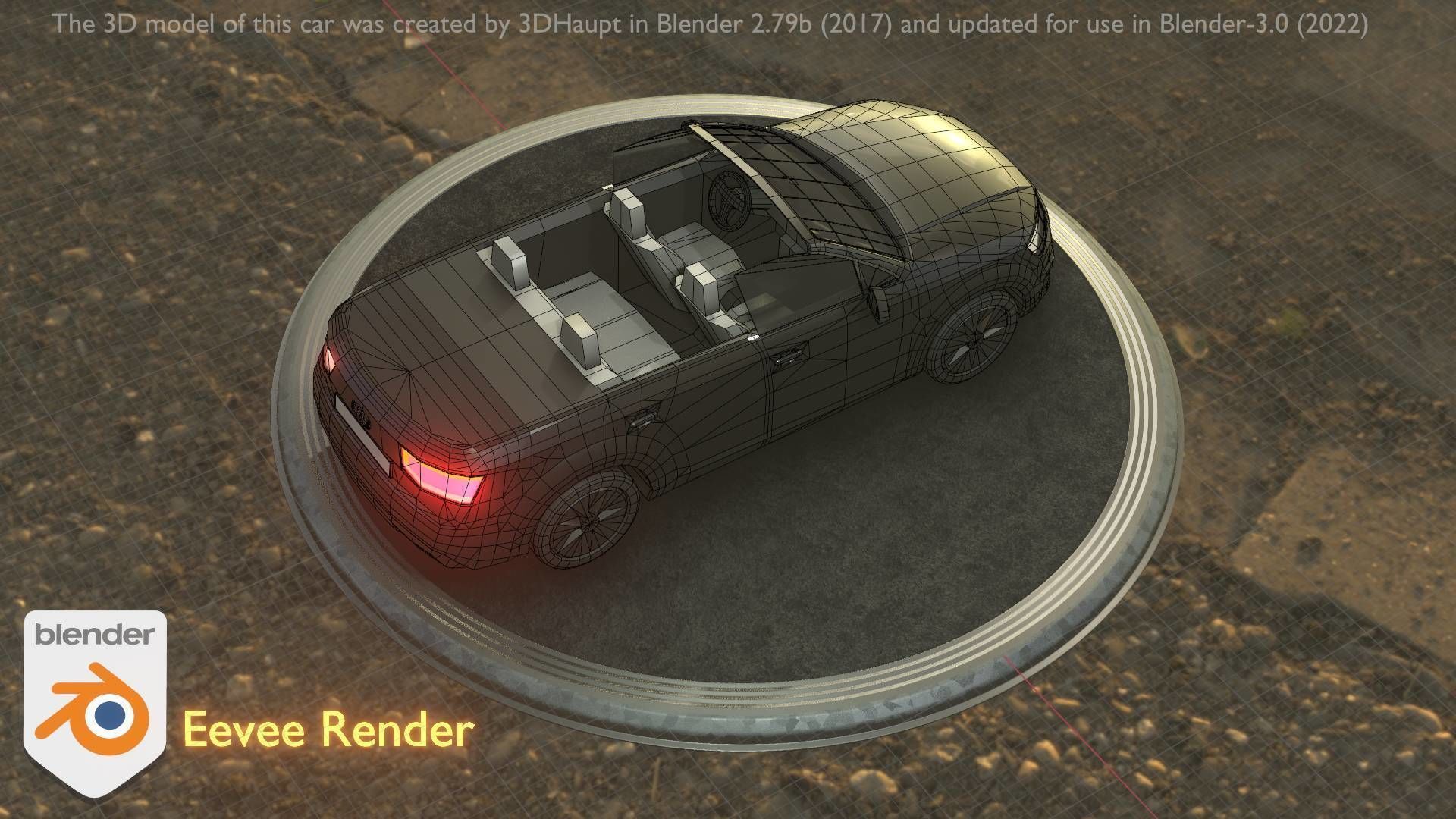 City Car 6 SUV Cabrio Open Type-B Black  Low-poly 3D model_69