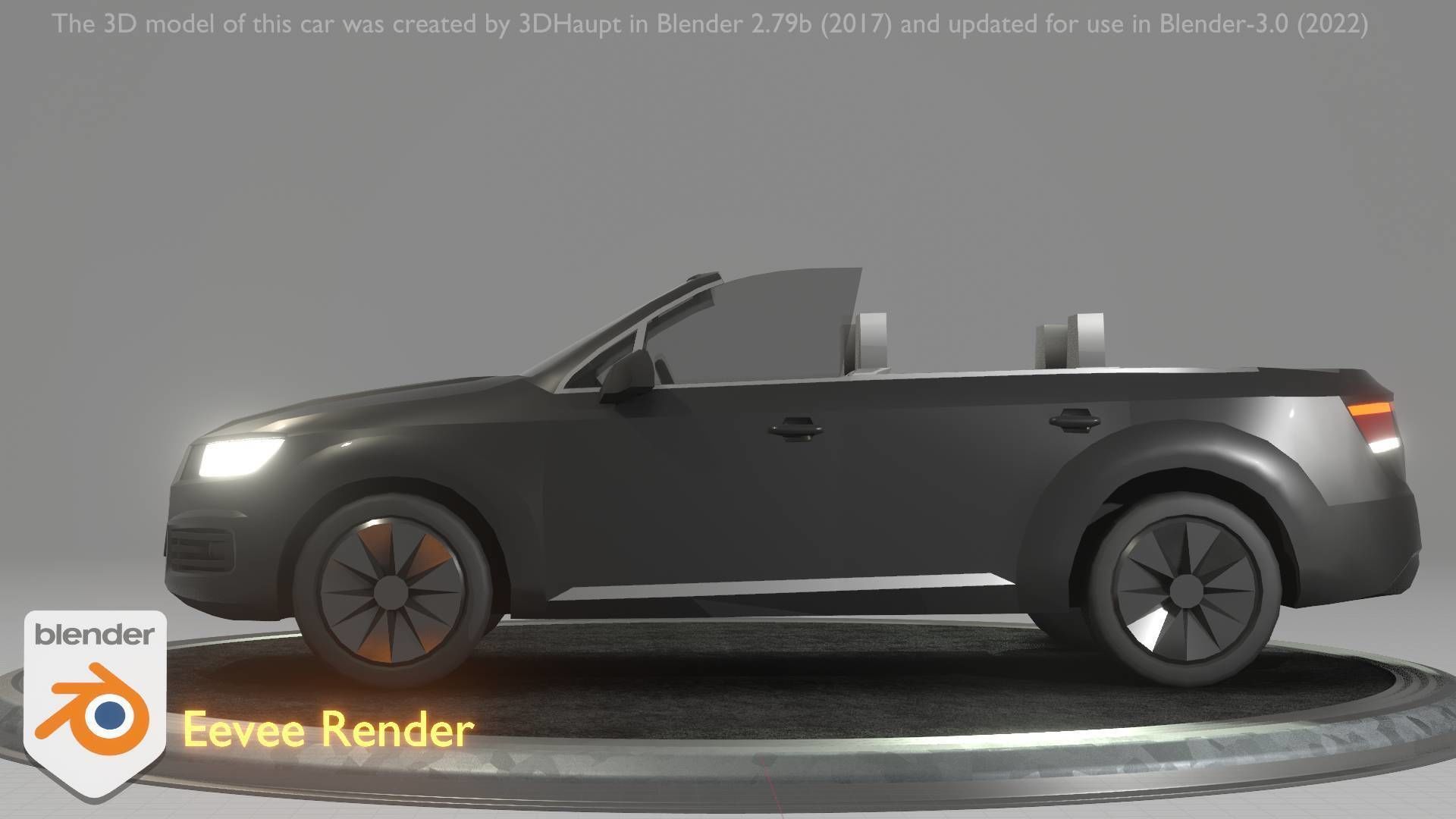 City Car 6 SUV Cabrio Open Type-B Black  Low-poly 3D model_93
