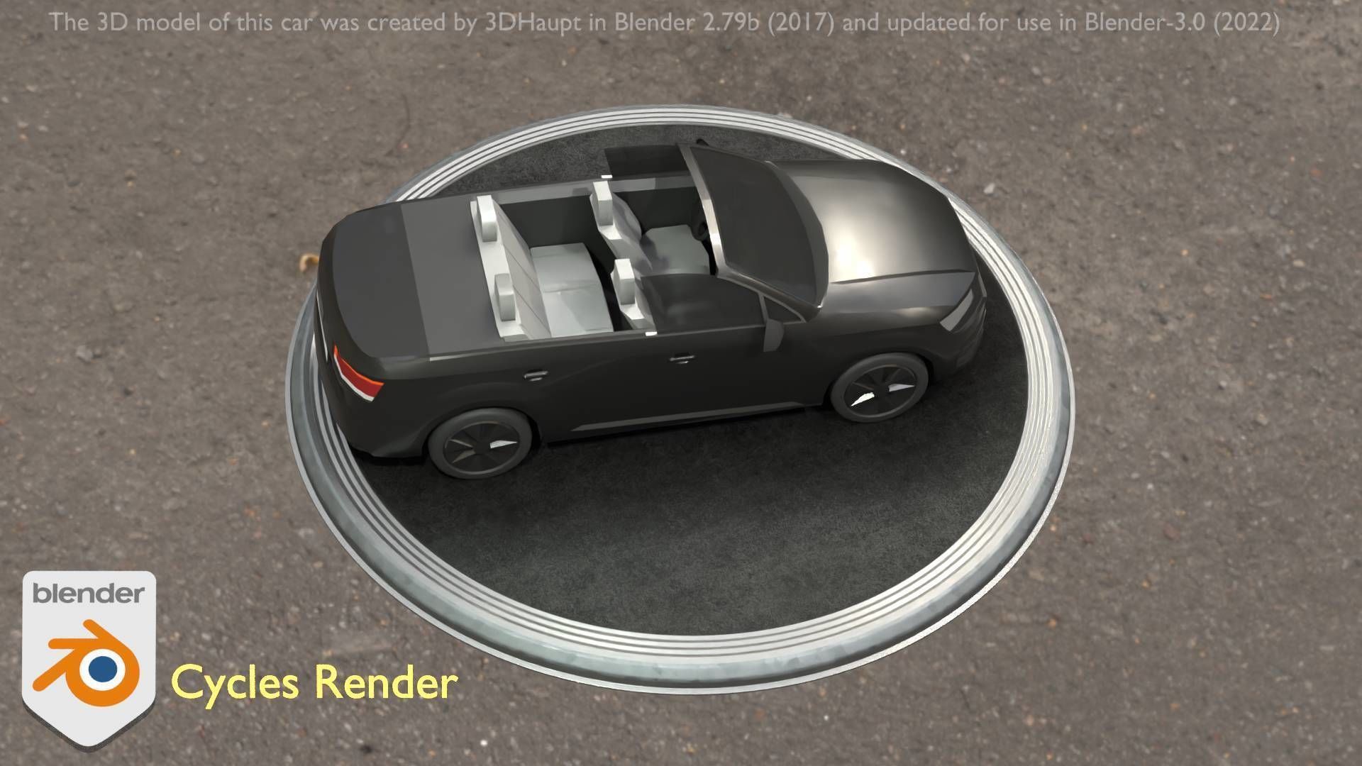 City Car 6 SUV Cabrio Open Type-B Black  Low-poly 3D model_70