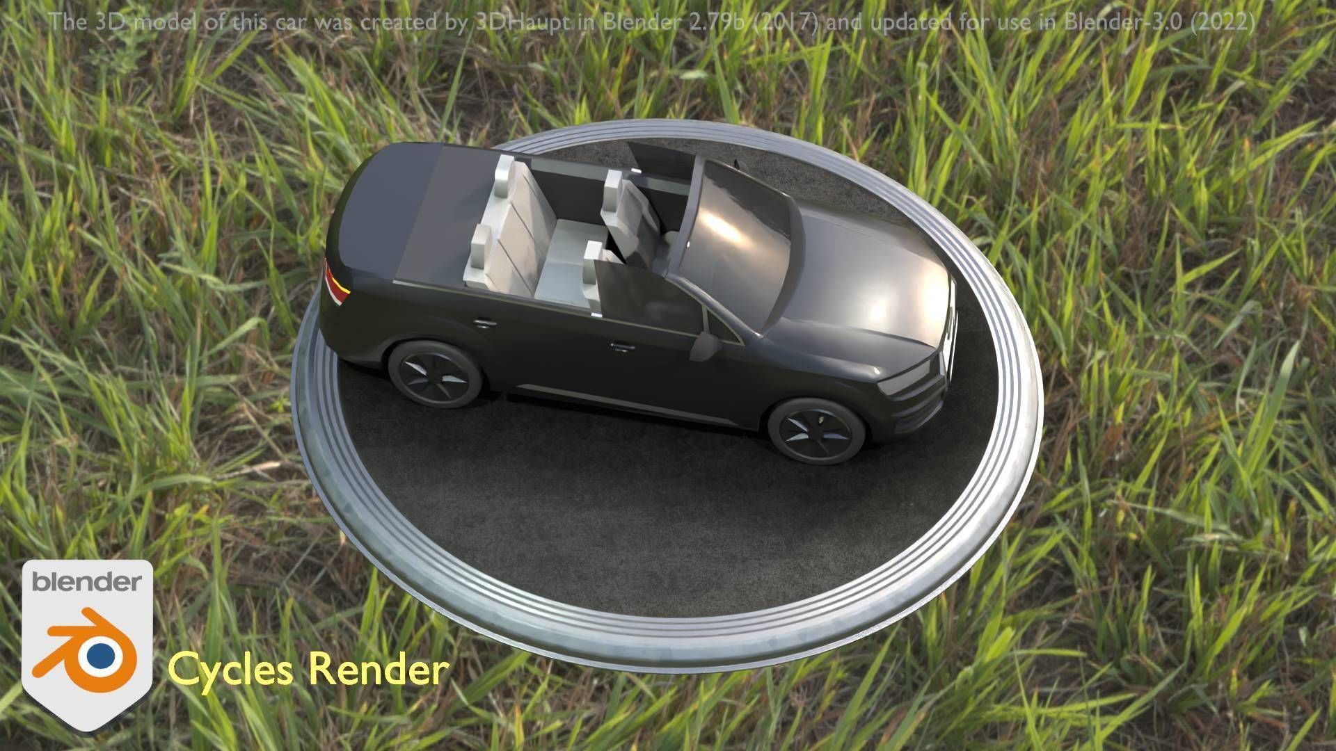 City Car 6 SUV Cabrio Open Type-B Black  Low-poly 3D model_22