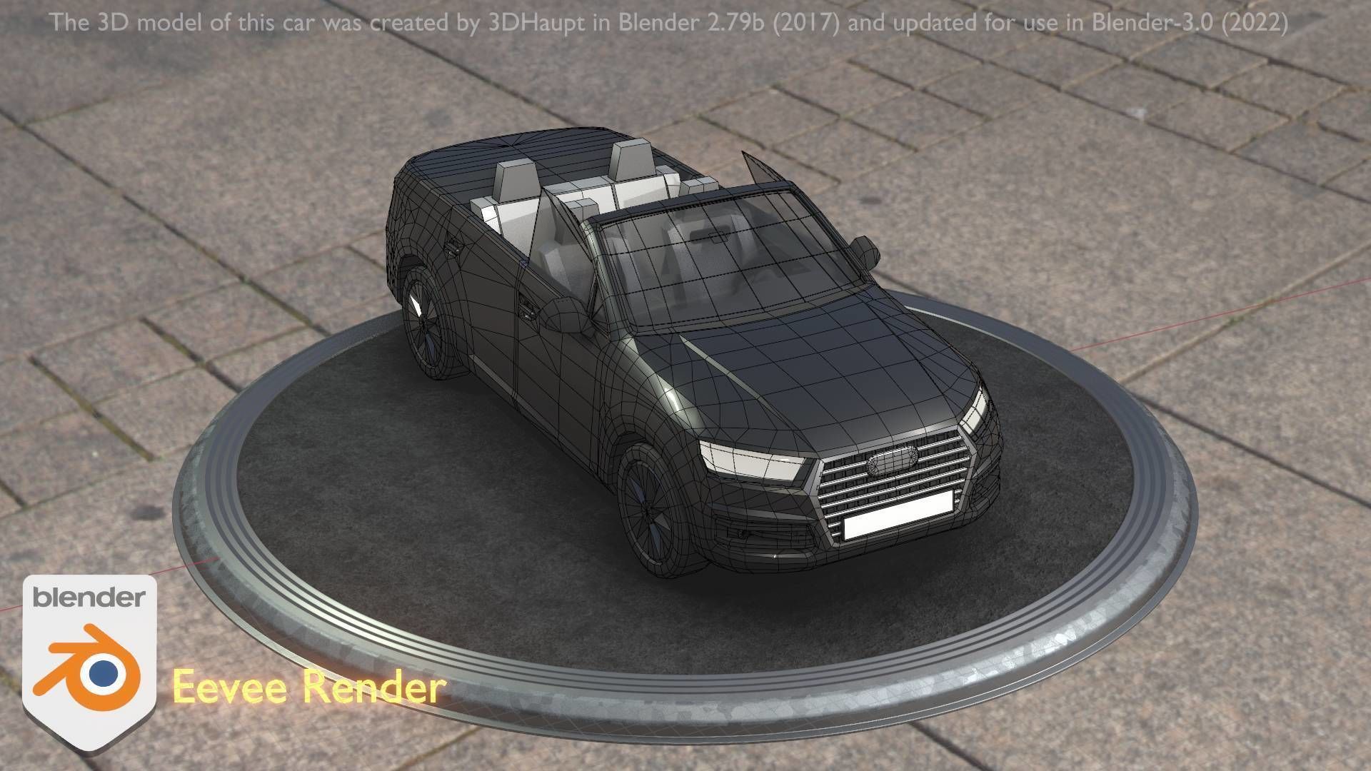 City Car 6 SUV Cabrio Open Type-B Black  Low-poly 3D model_57