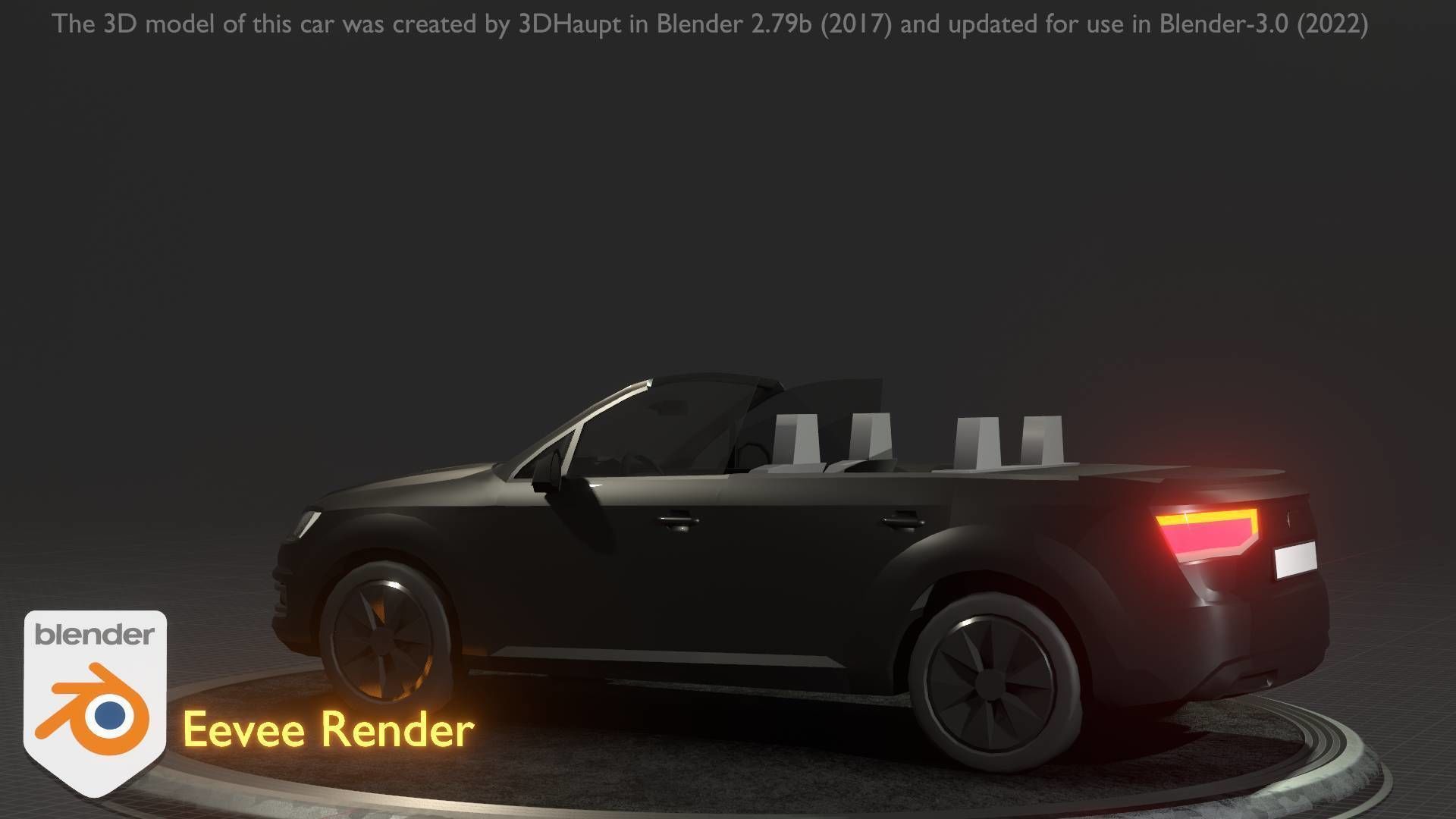 City Car 6 SUV Cabrio Open Type-B Black  Low-poly 3D model_31