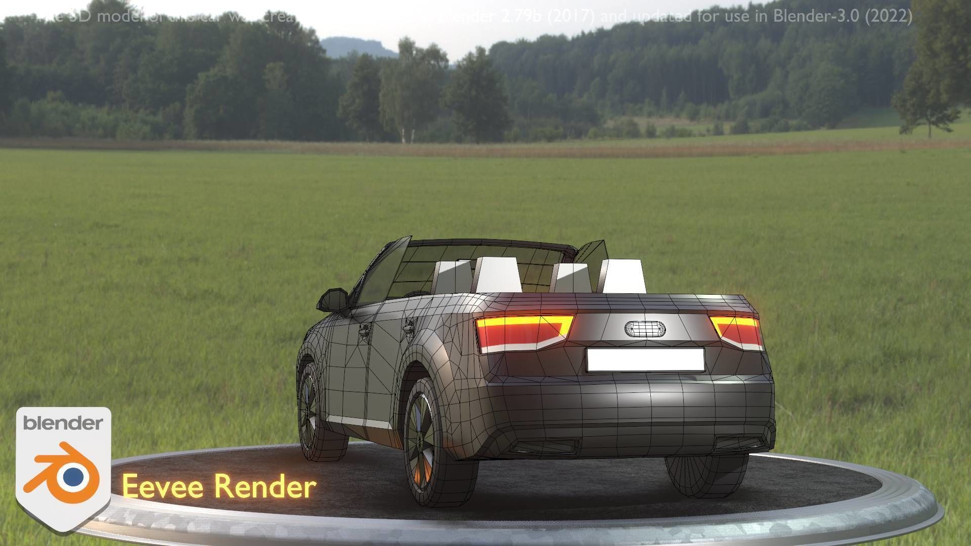 City Car 6 SUV Cabrio Open Type-B Black  Low-poly 3D model_33