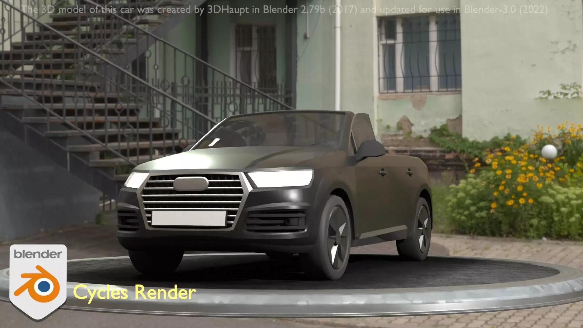 City Car 6 SUV Cabrio Open Type-B Black  Low-poly 3D model_0