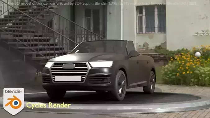 City Car 6 SUV Cabrio Open Type-B Black  Low-poly 3D model