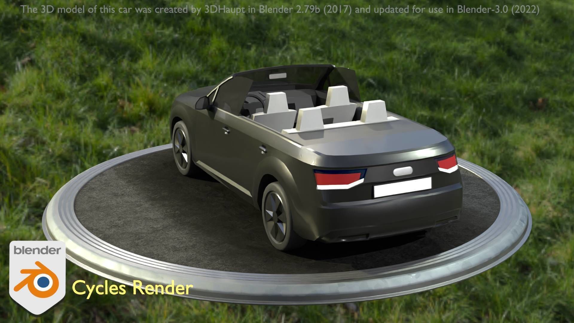 City Car 6 SUV Cabrio Open Type-B Black  Low-poly 3D model_96