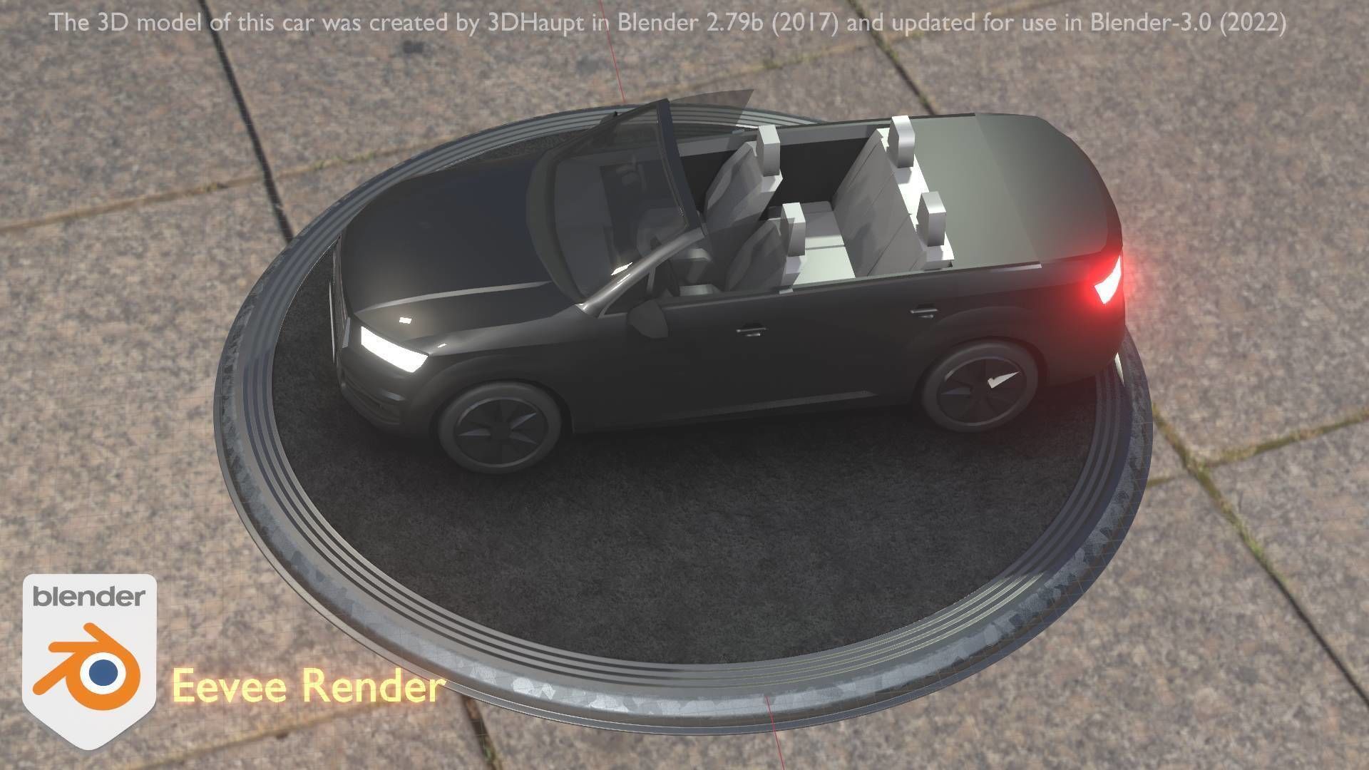 City Car 6 SUV Cabrio Open Type-B Black  Low-poly 3D model_13