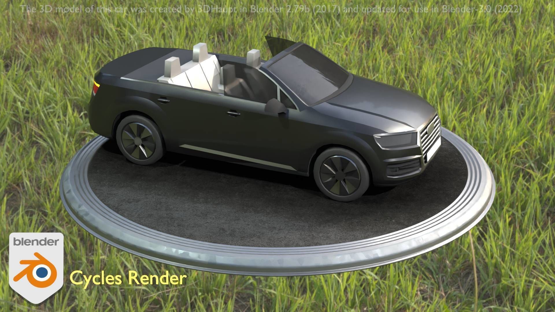 City Car 6 SUV Cabrio Open Type-B Black  Low-poly 3D model_87