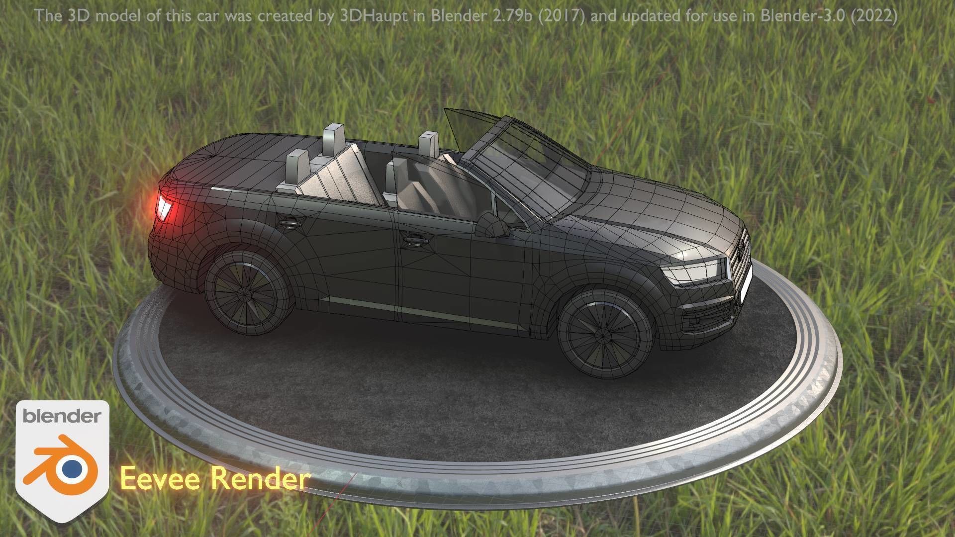 City Car 6 SUV Cabrio Open Type-B Black  Low-poly 3D model_55